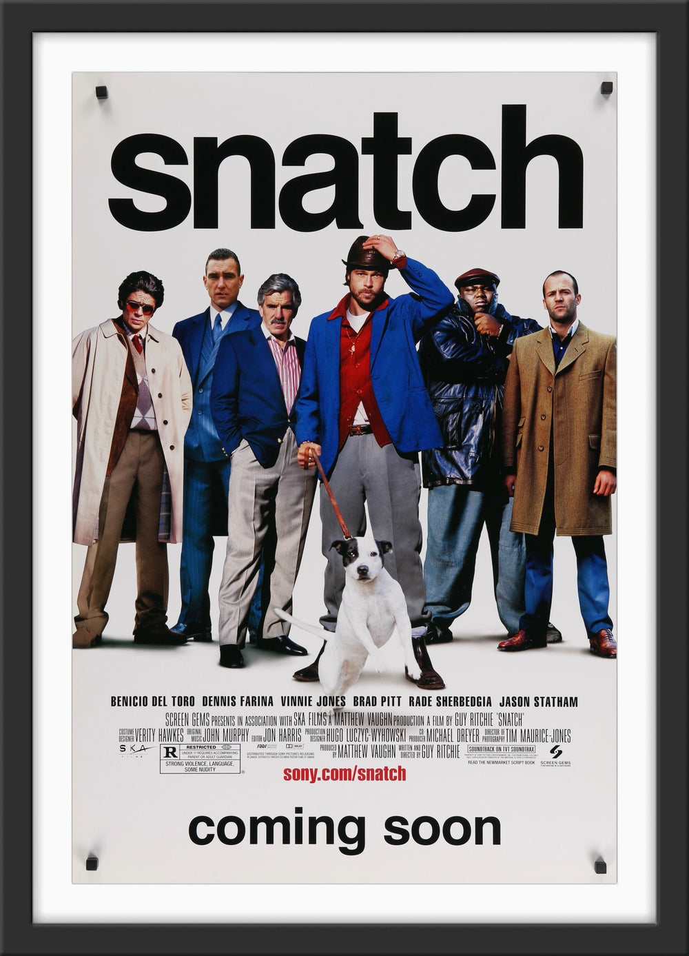 An original movie poster for the Guy Ritchie film Snatch