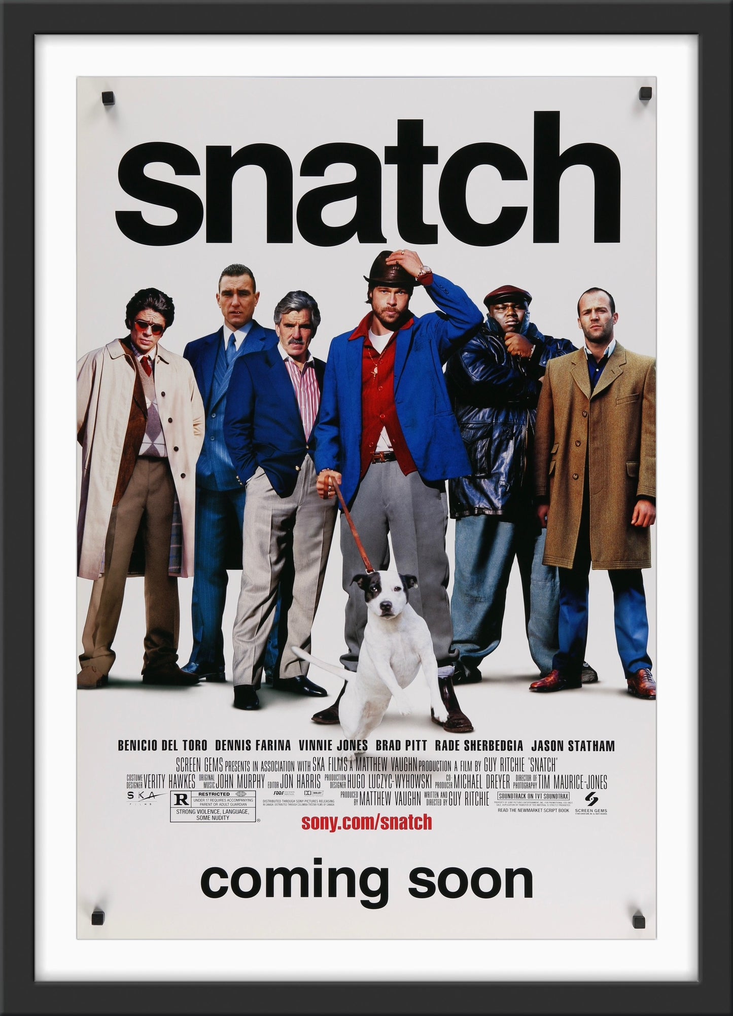 An original movie poster for the Guy Ritchie film Snatch