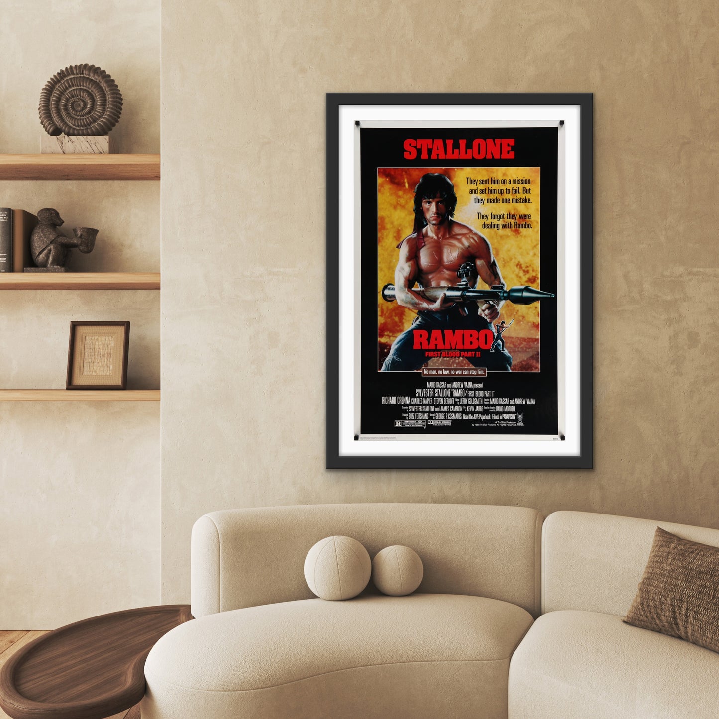 An original movie poster for the film Rambo First Blood Part 2