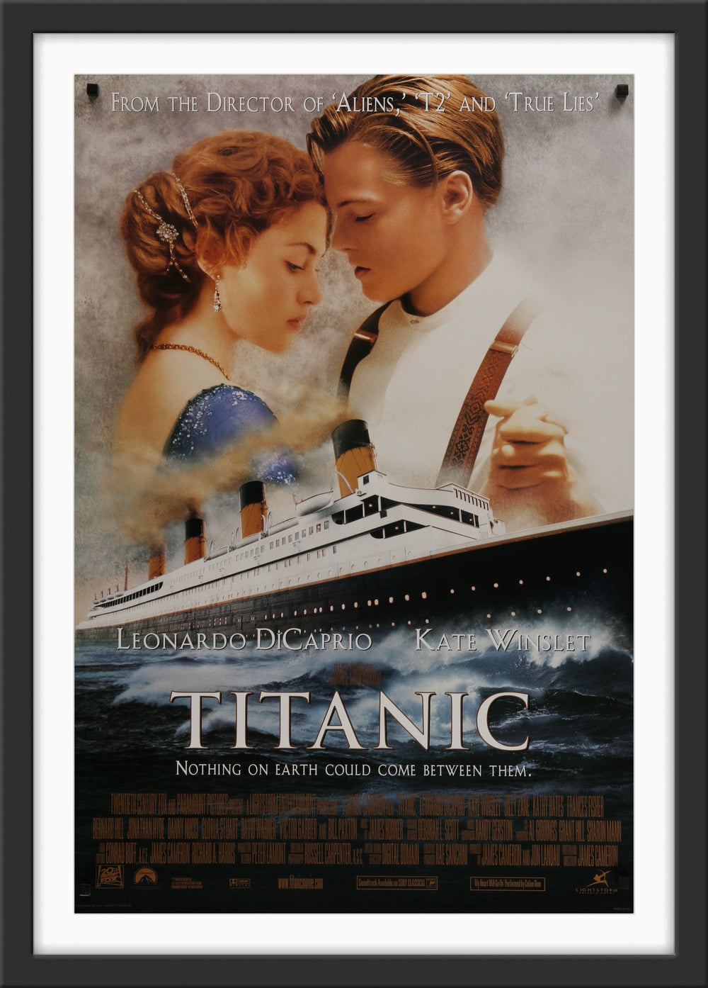 An original movie poster for the James Cameron film Titanic