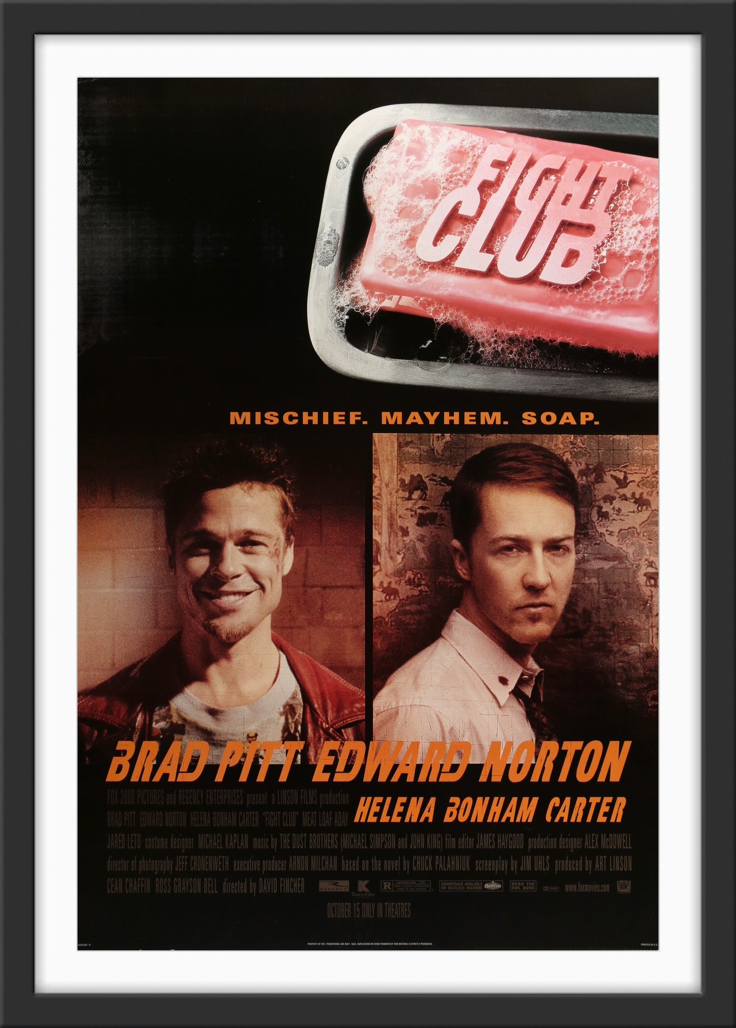 An original movie poster for the film Fight Club