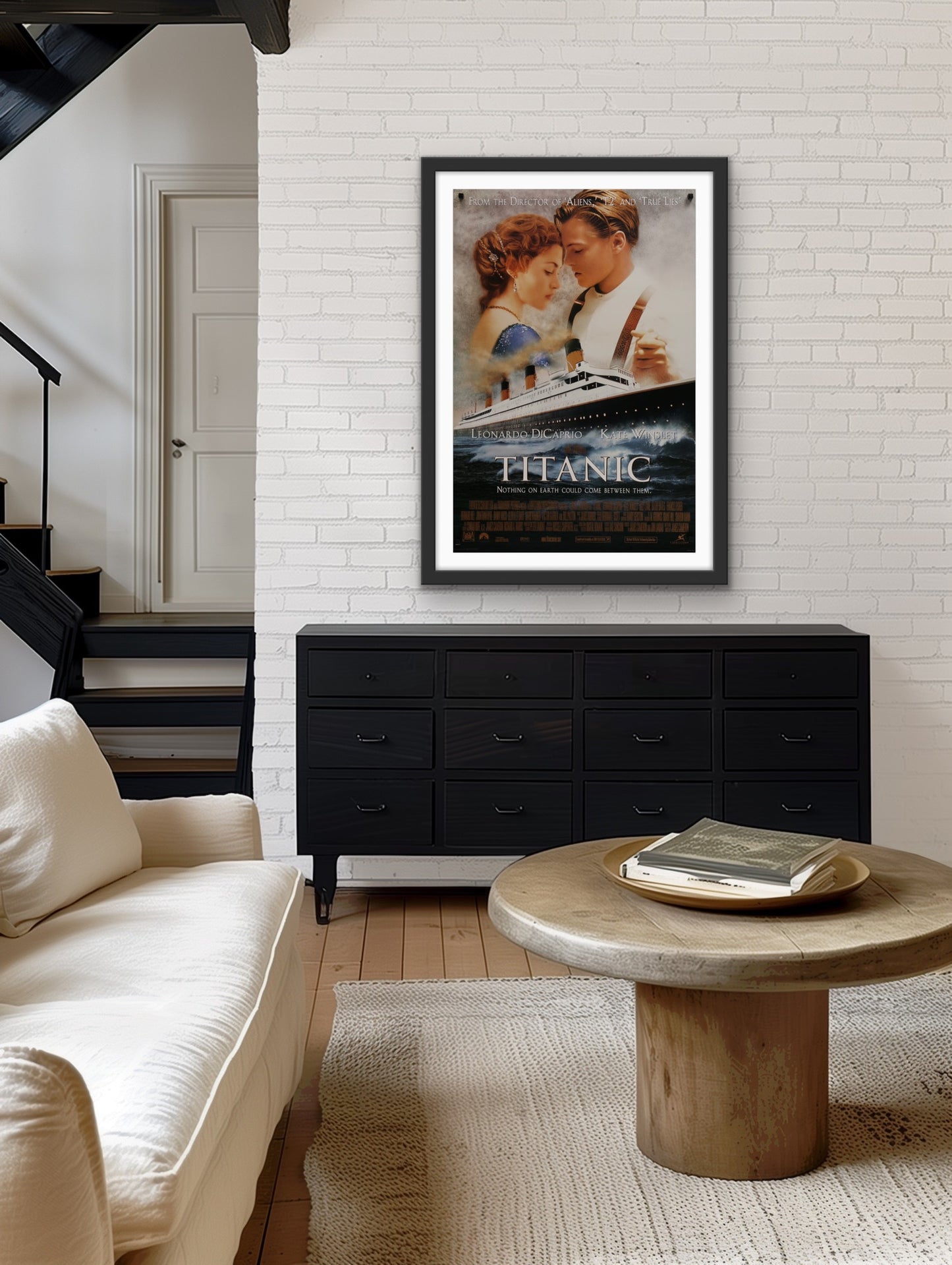 An original movie poster for the James Cameron film Titanic