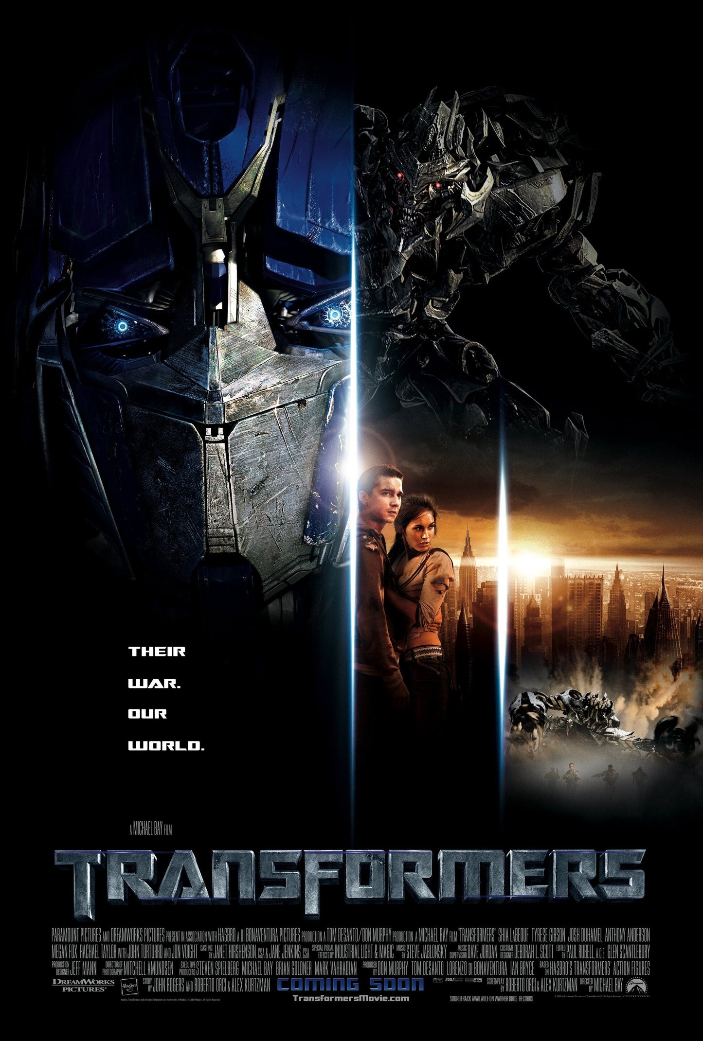 An original movie poster for the film Transformers