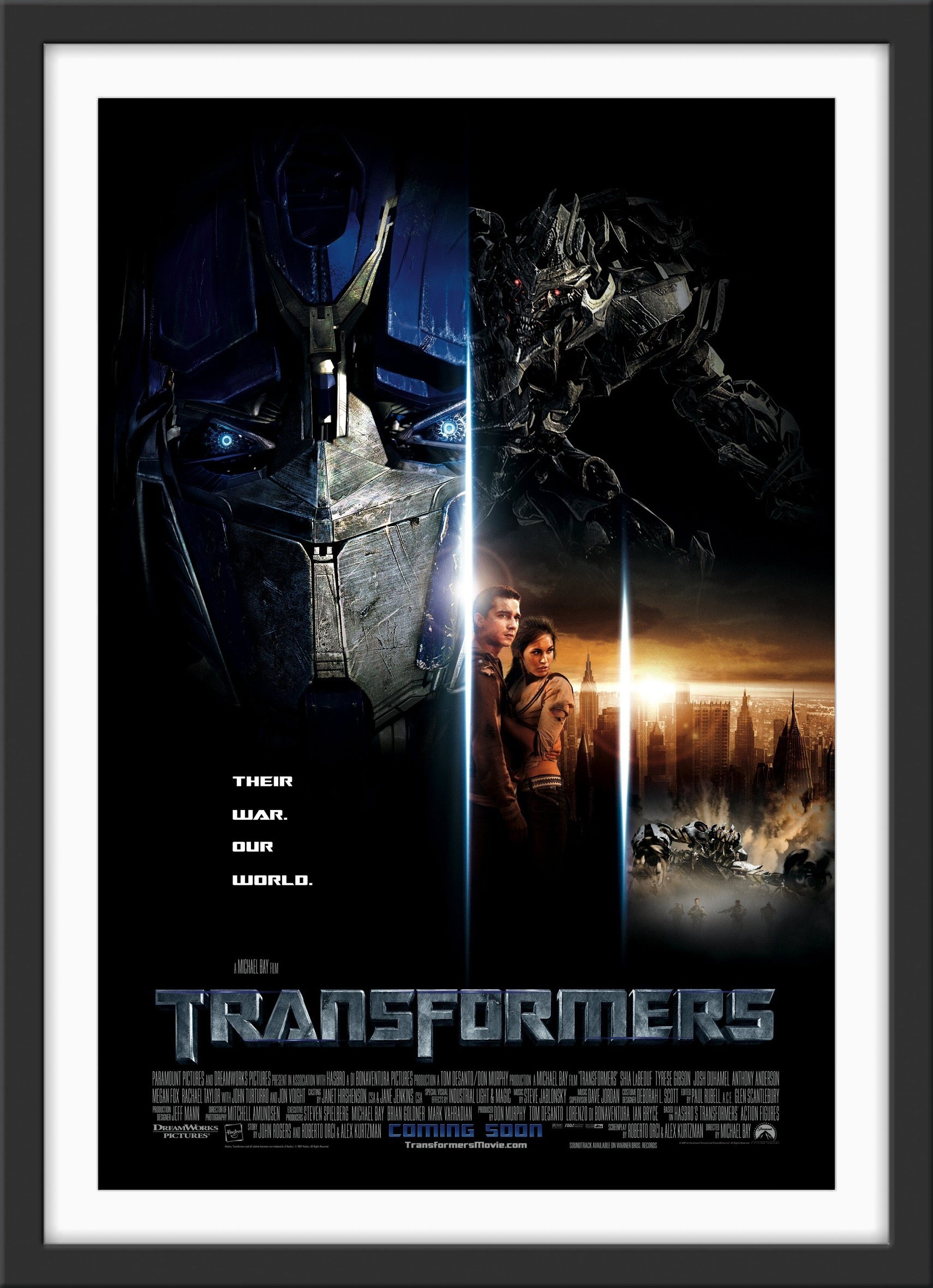 An original movie poster for the film Transformers