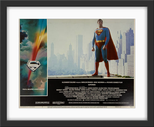 An original 11x14 lobby card for the 1978 film Superman