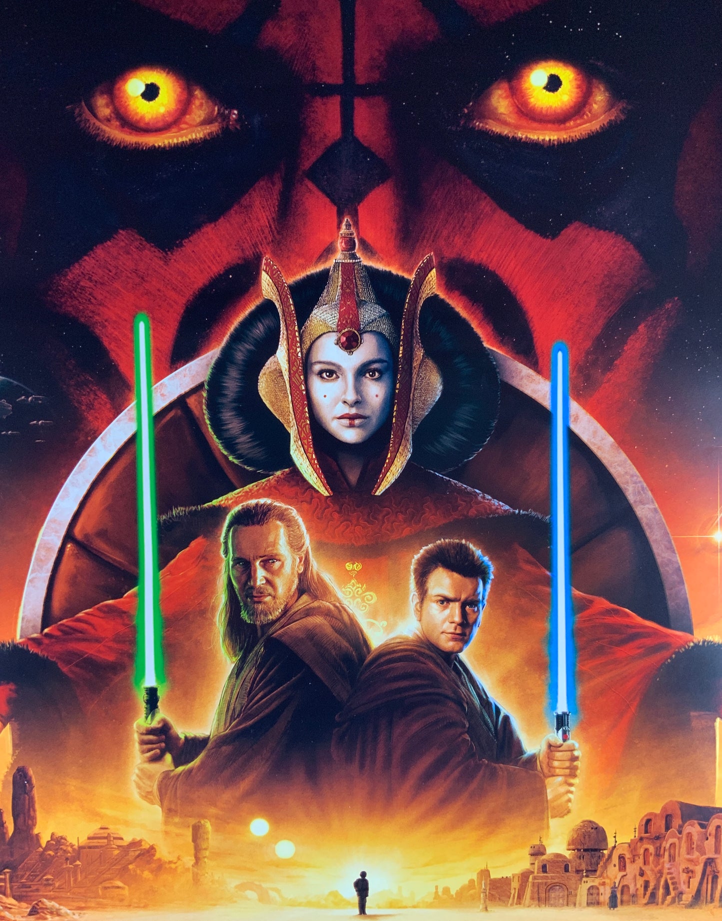 An original movie poster for the 25th Anniversary of the Star Wars film The Phantom Menace