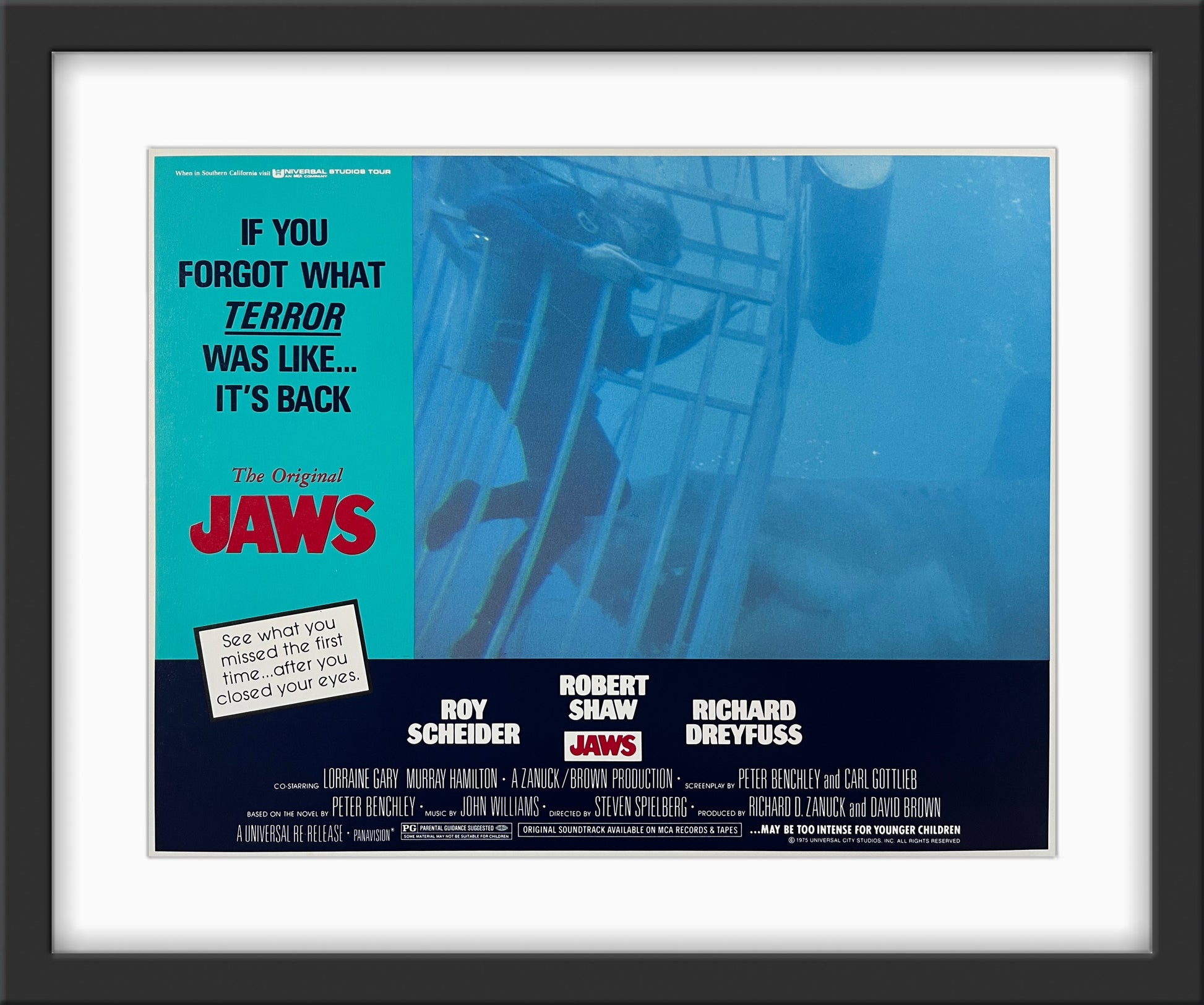 An original 11x14 lobby card for the Steven Spielberg film Jaws