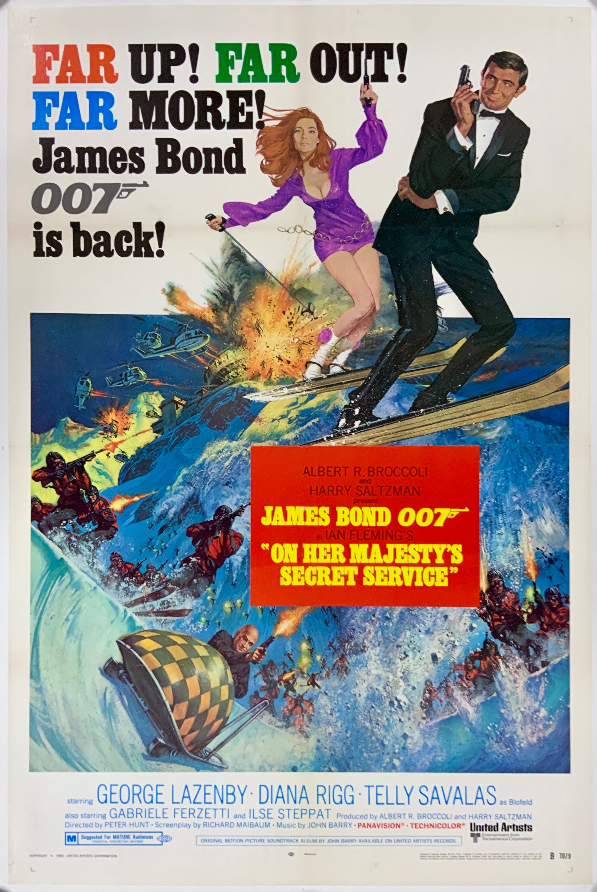 An original one sheet style B movie poster for the James Bond film On Her Majesty's Secret Service