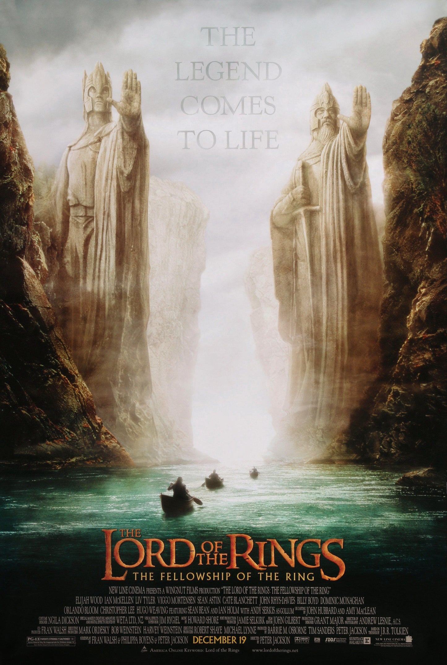 An original movie poster for the Peter Jackson film The Lord of the Rings The Fellowship of the Ring