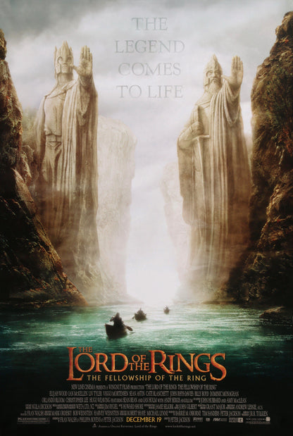 An original movie poster for the Peter Jackson film The Lord of the Rings The Fellowship of the Ring