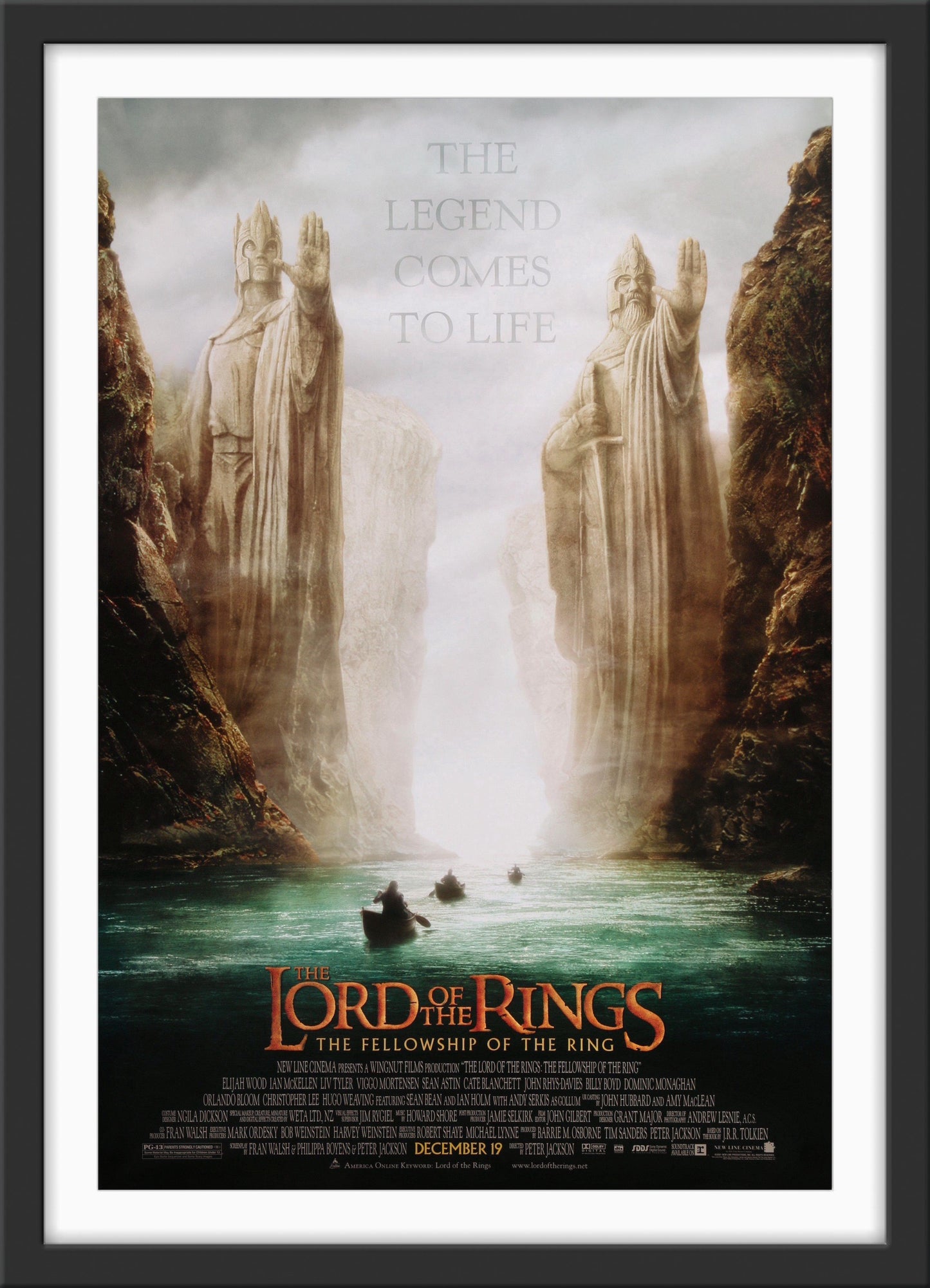 An original movie poster for the Peter Jackson film The Lord of the Rings The Fellowship of the Ring