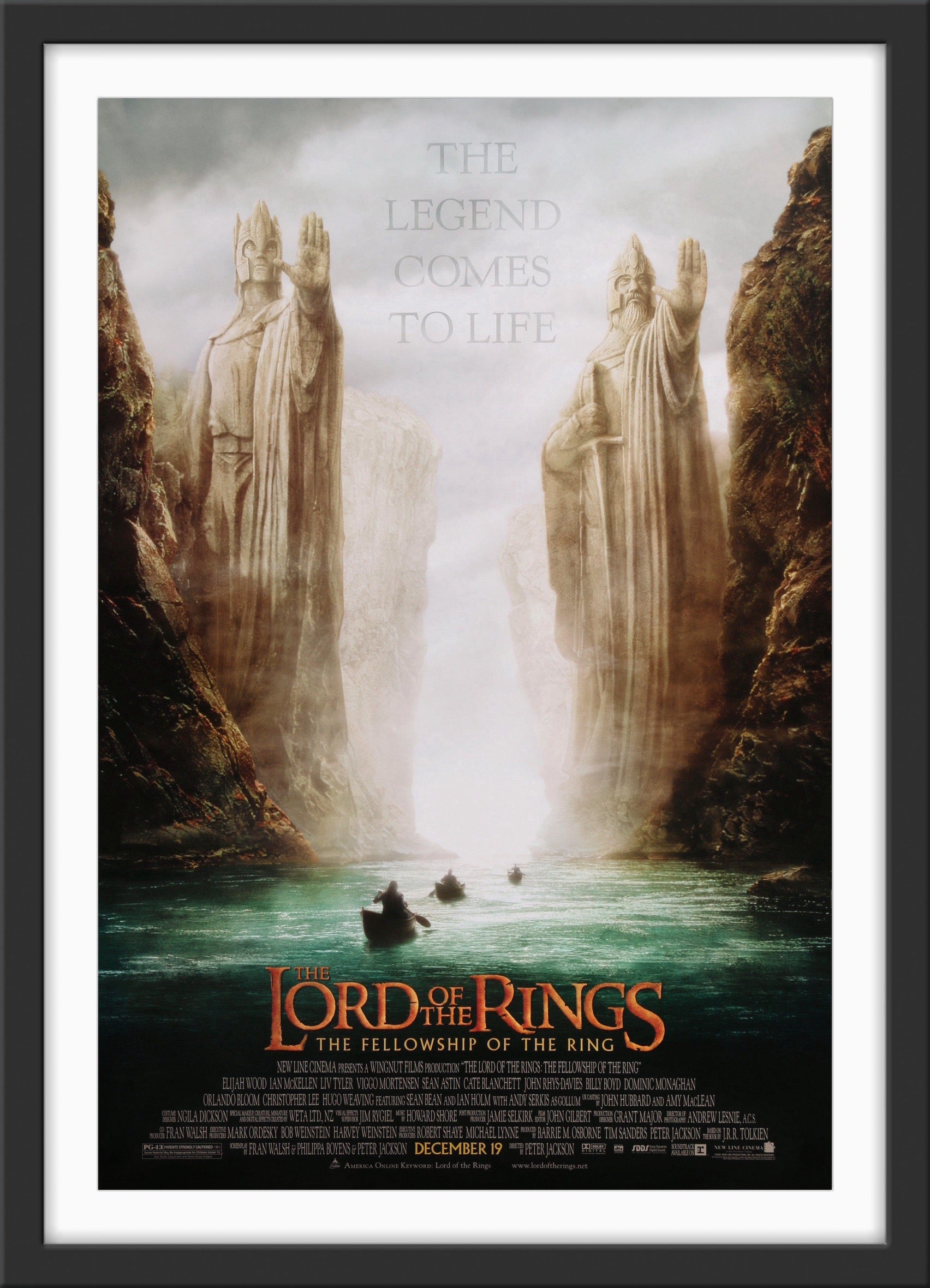 An original movie poster for the Peter Jackson film The Lord of the Rings The Fellowship of the Ring