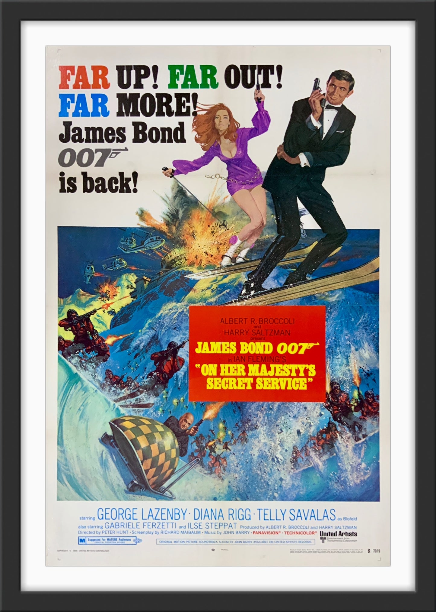 An original one sheet style B movie poster for the James Bond film On Her Majesty's Secret Service