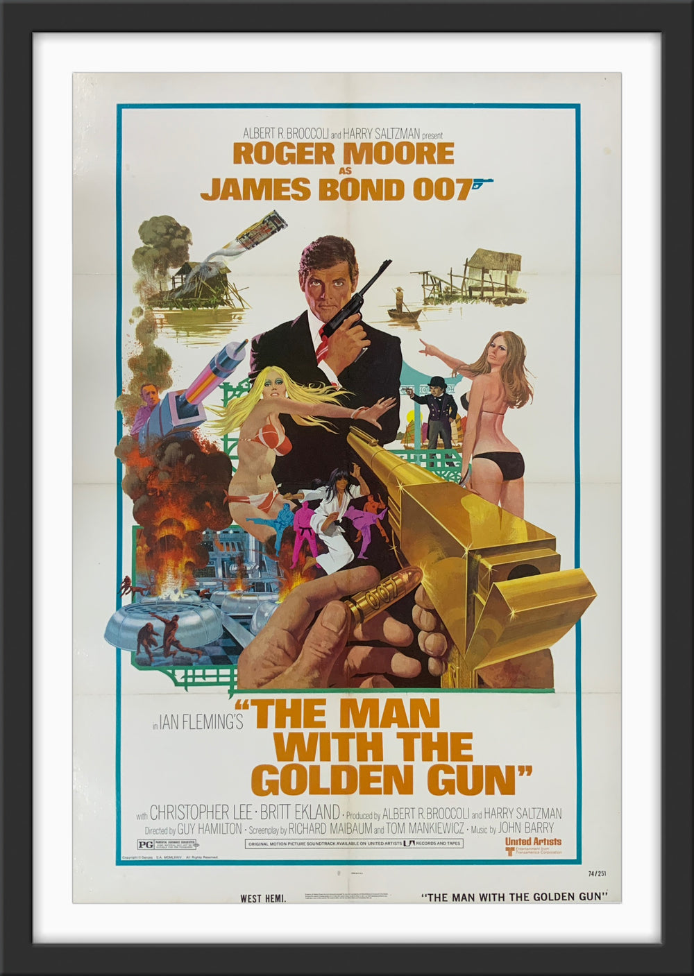 An original movie poster for the James Bond film The Man With The Golden Gun