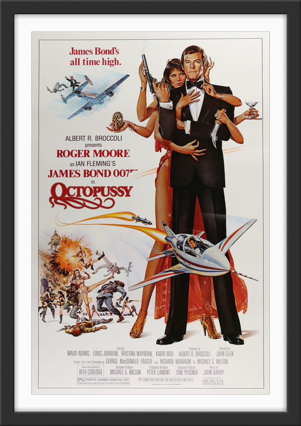 An original movie poster for the James Bond film Octopussy