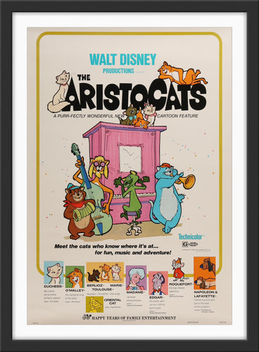 An original movie poster for the animated Disney film The Aristocats