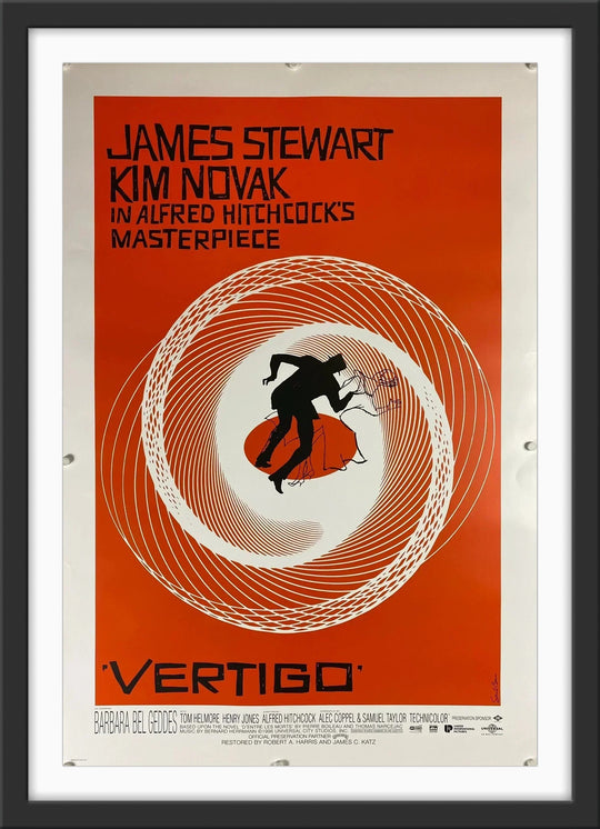 An original movie poster for the Alfred Hitchcock film Vertigo