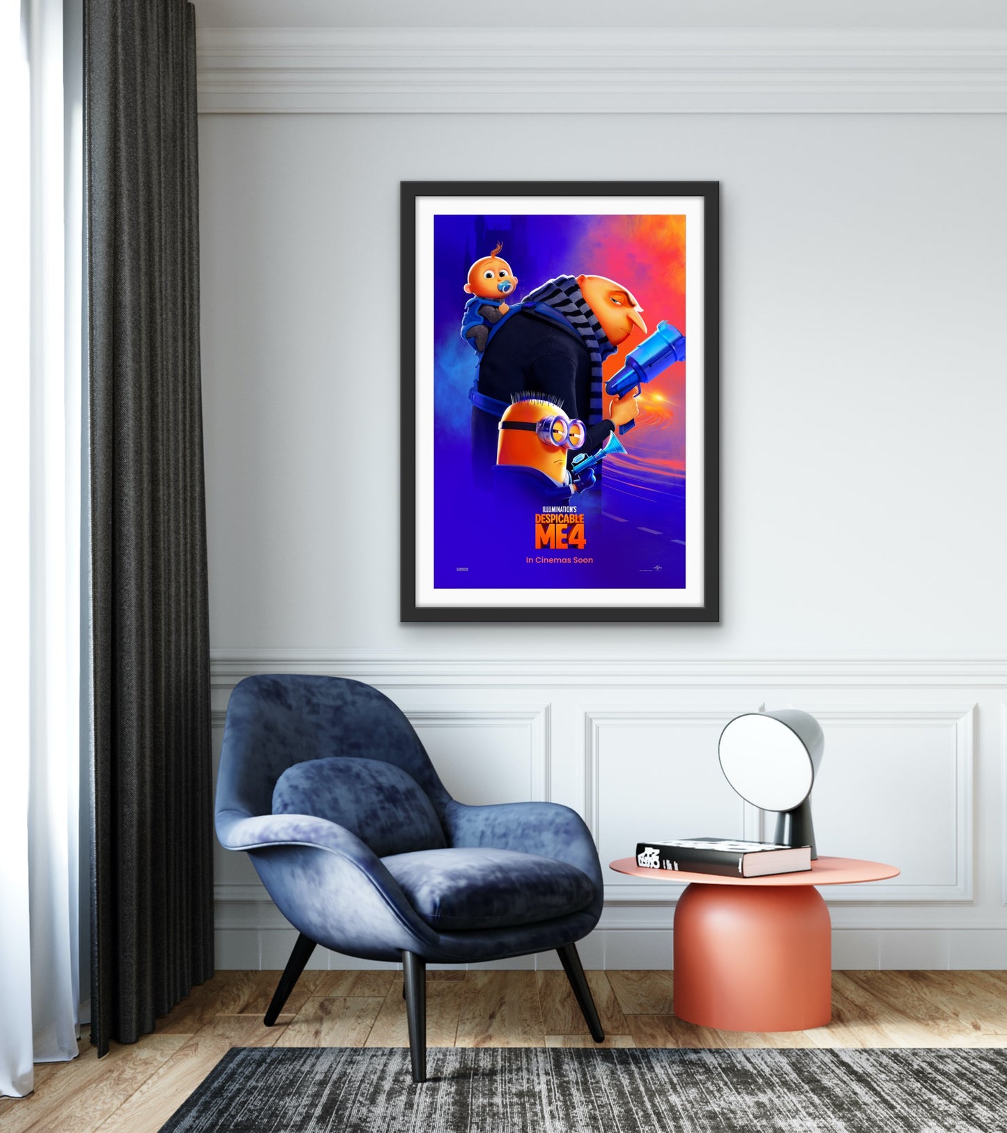 An original movie poster for the film Despicable Me 4