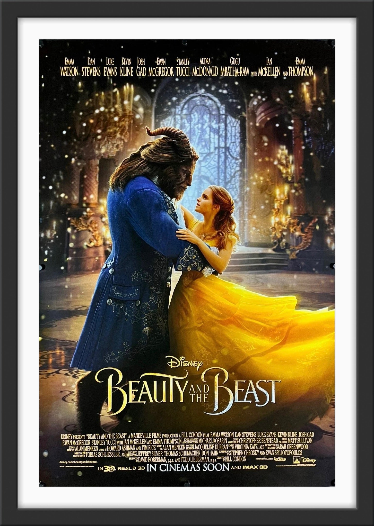 An original movie poster for the Disney film Beauty and the Beast