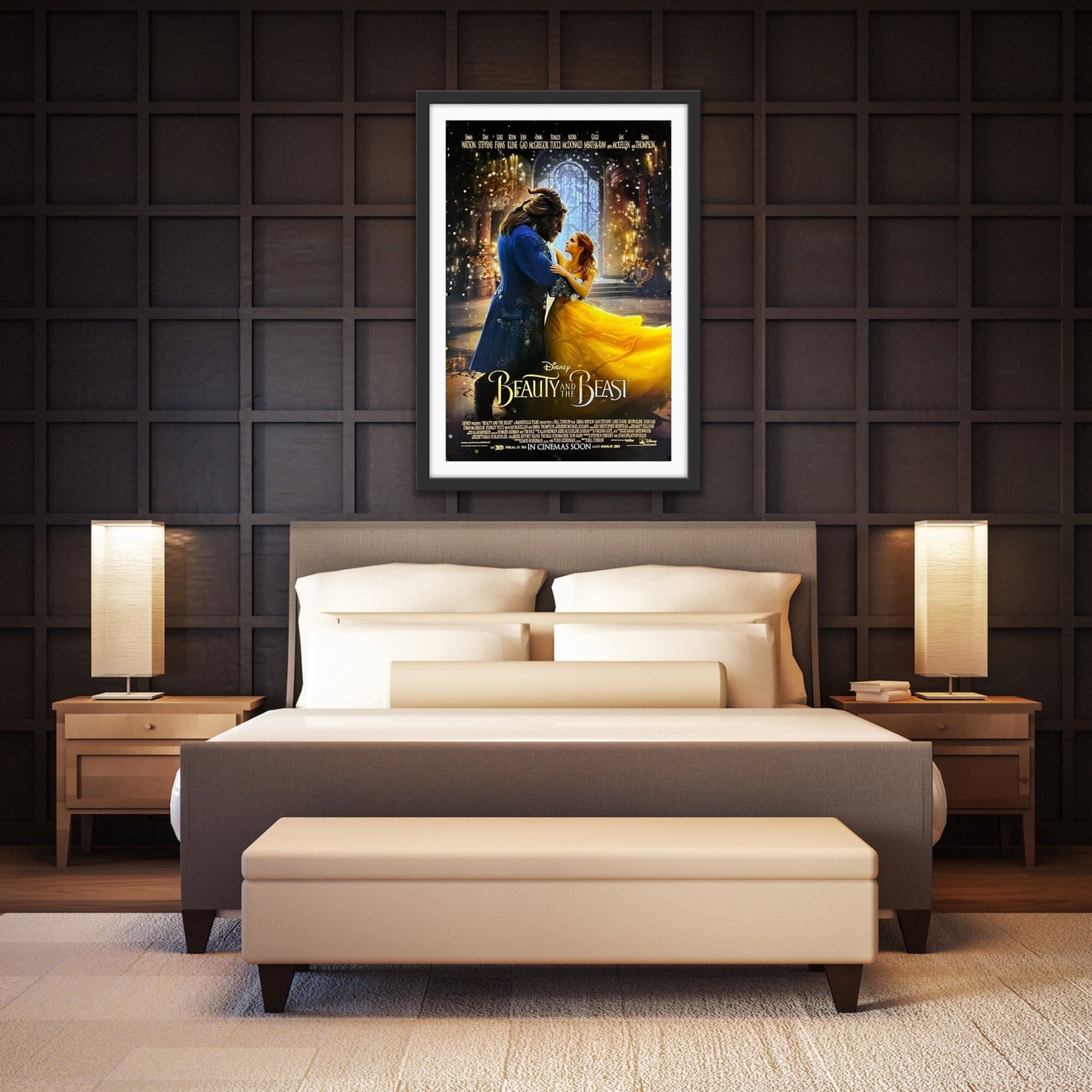 An original movie poster for the Disney film Beauty and the Beast