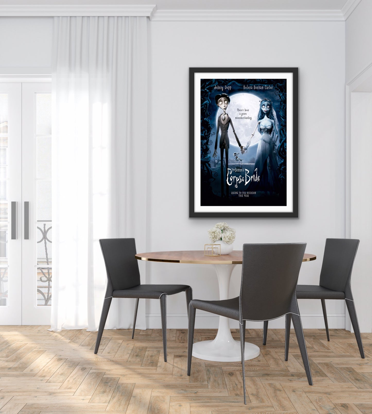 An original movie poster for the Tim Burton film Corpse Bride