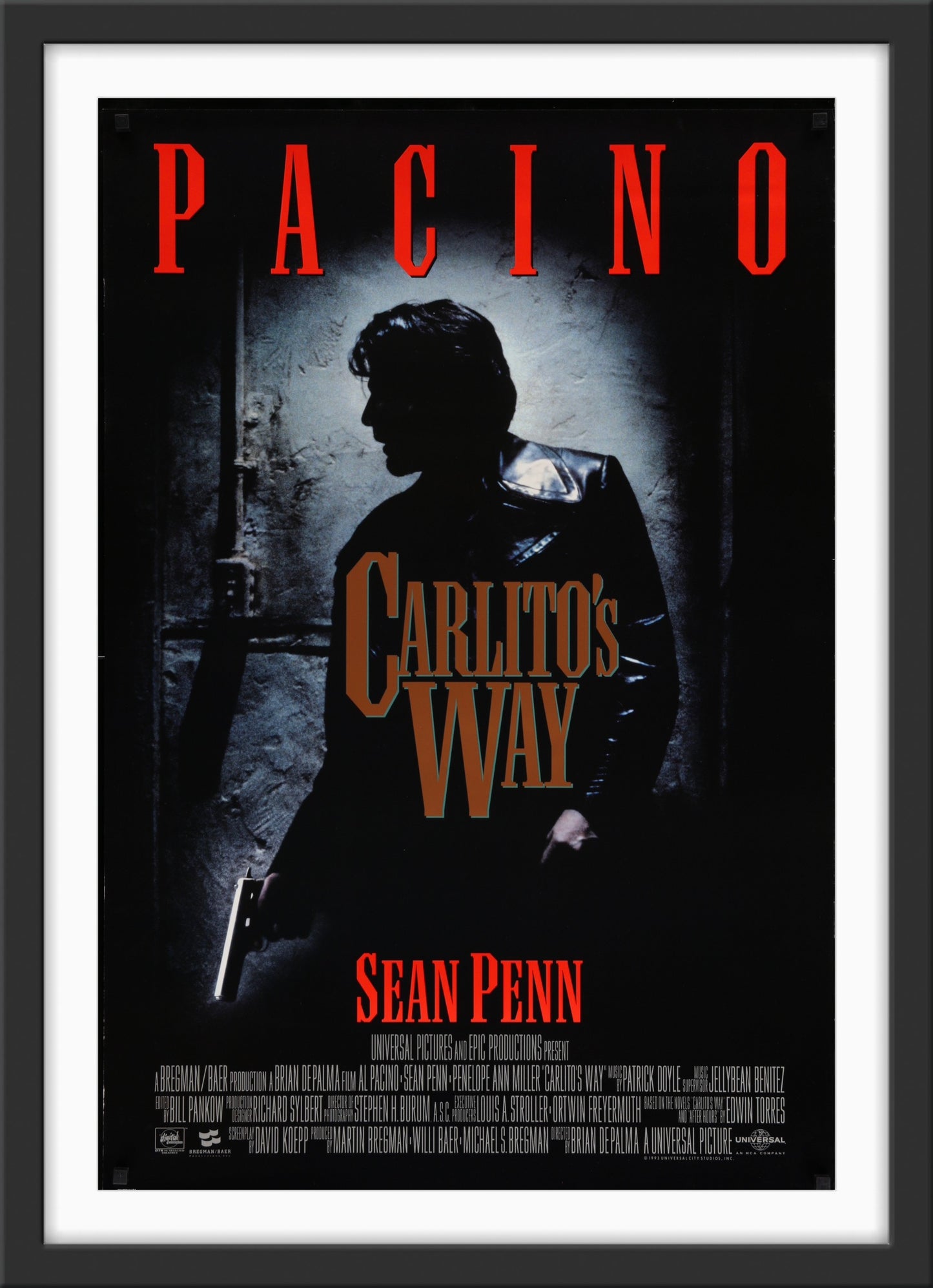 An original movie poster for the film Carlito's Way