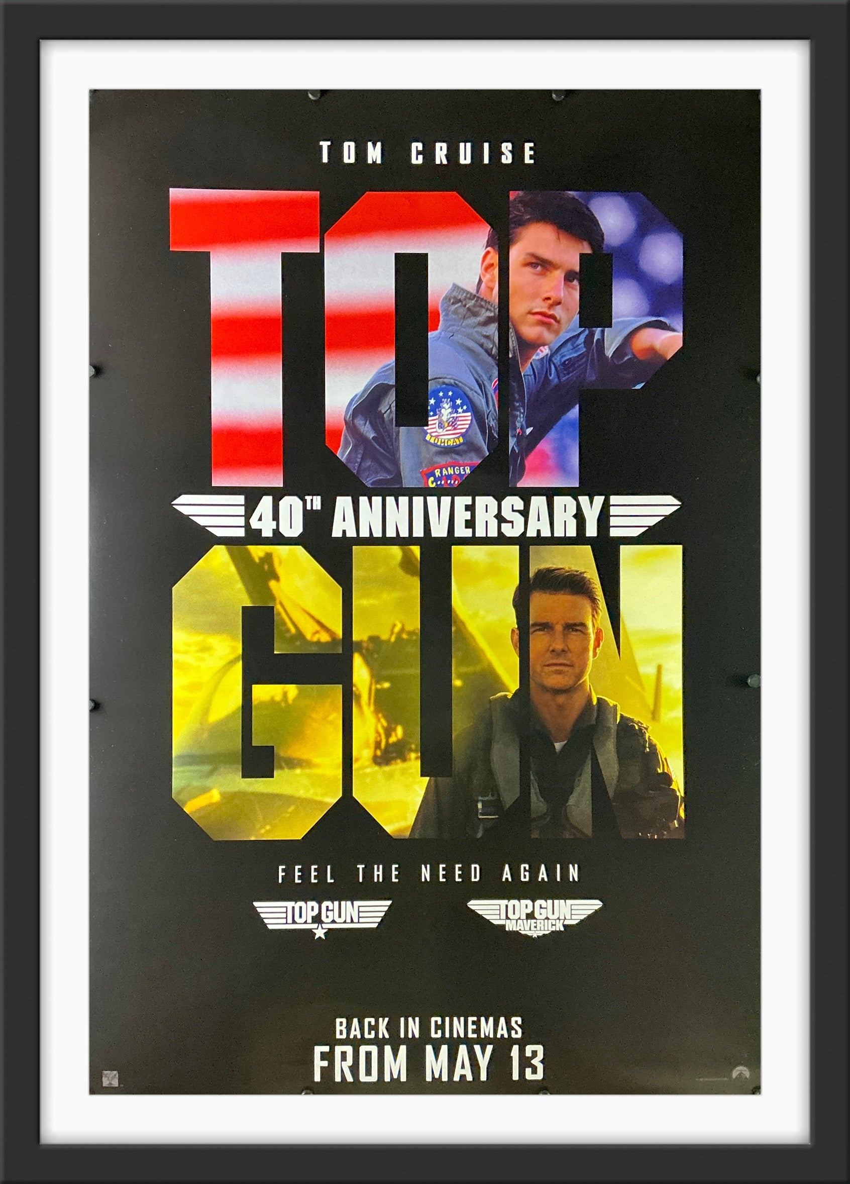An original movie poster for the 40th anniversary double-bill of Top Gun and Top Gun Maverick