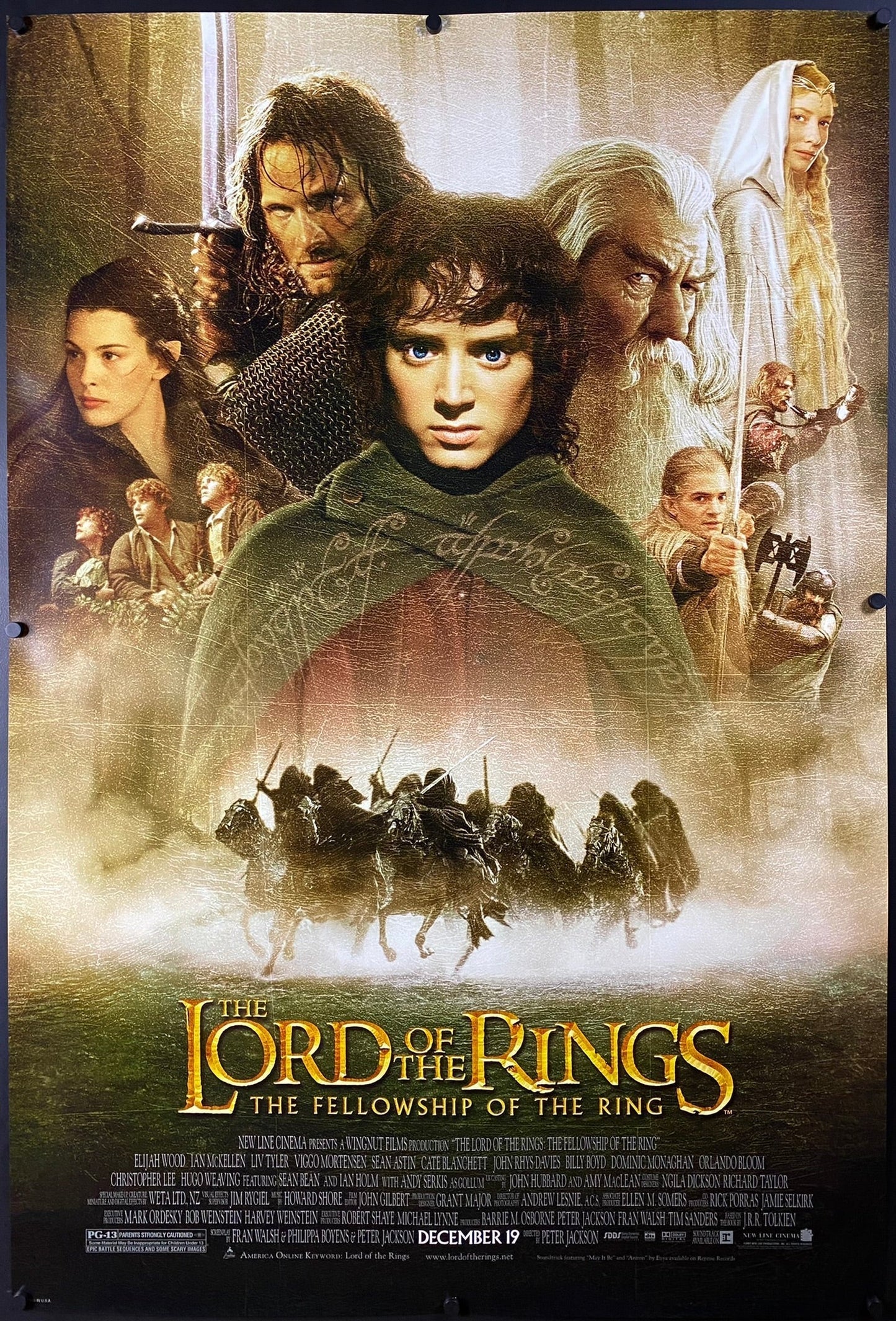 An original movie poster for the Peter Jackson film The Lord of the Rings : The Fellowship of the Ring