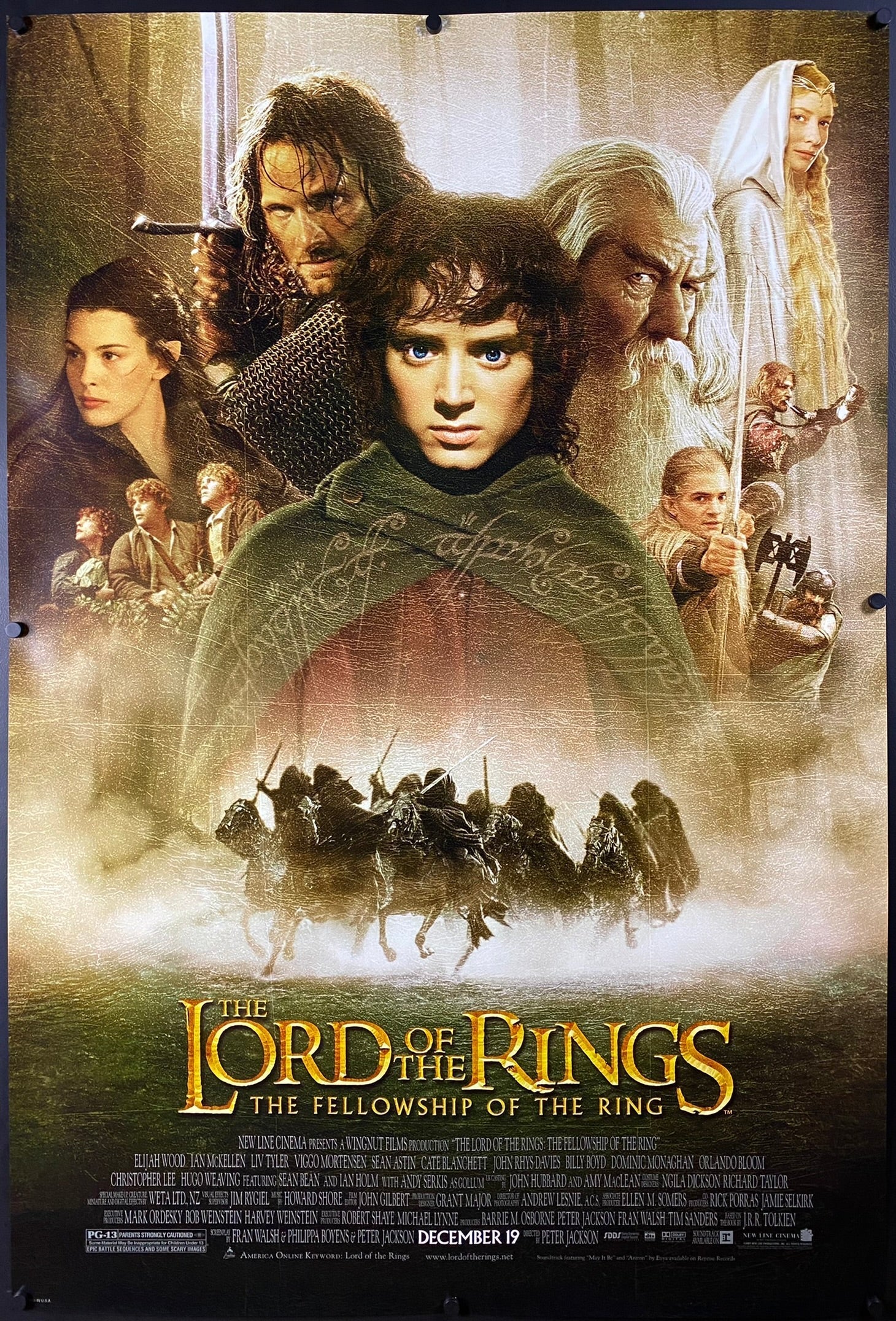 An original movie poster for the Peter Jackson film The Lord of the Rings : The Fellowship of the Ring