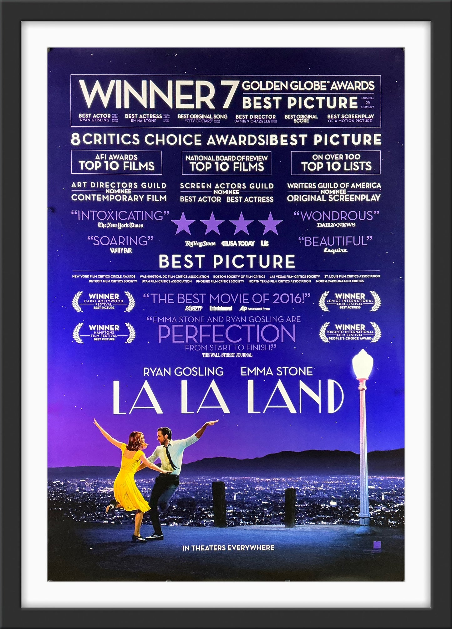 An original movie poster for the film La La Land