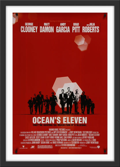 An original movie poster for the 2001 film Ocean's Eleven