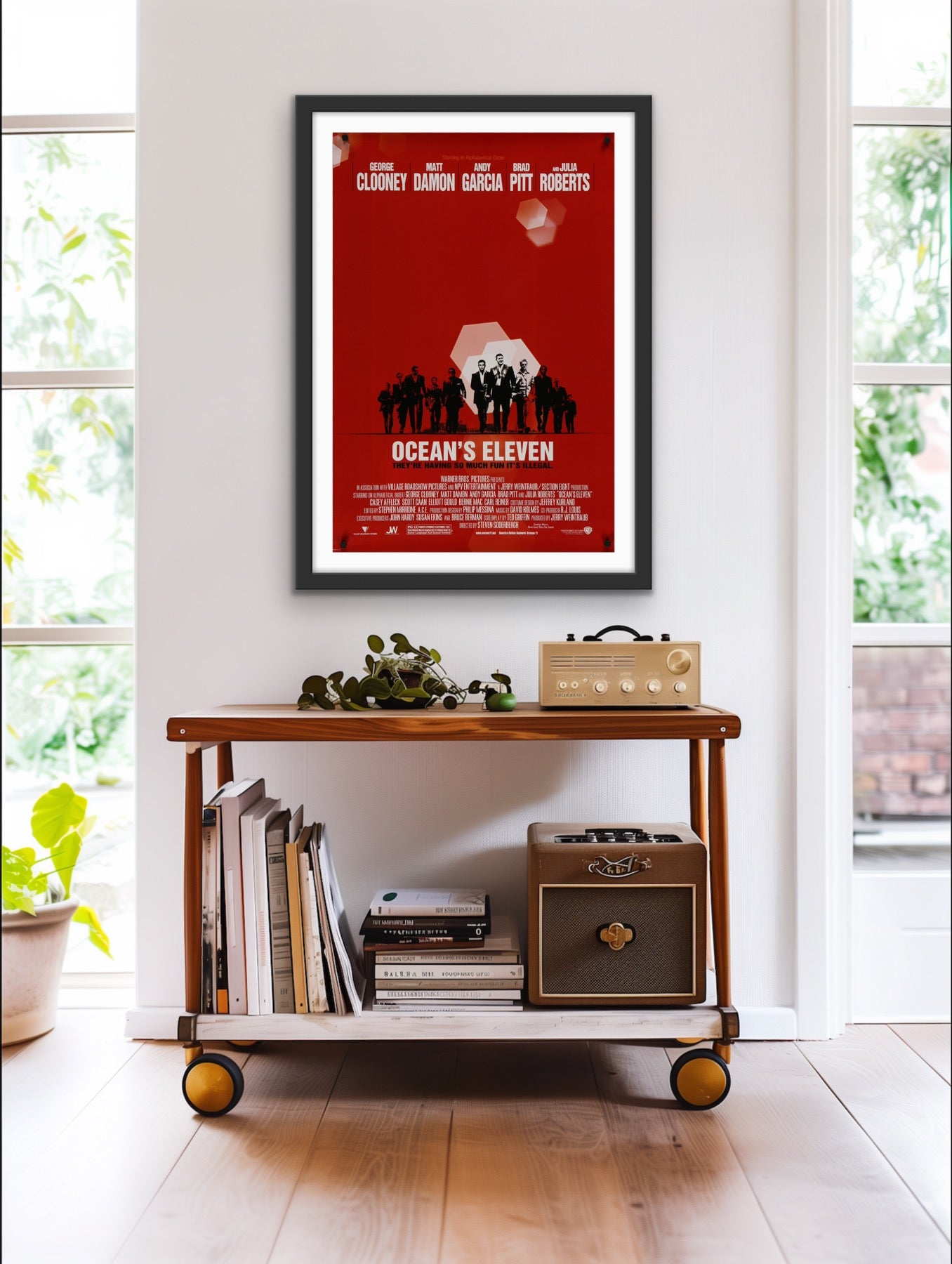 An original movie poster for the 2001 film Ocean's Eleven