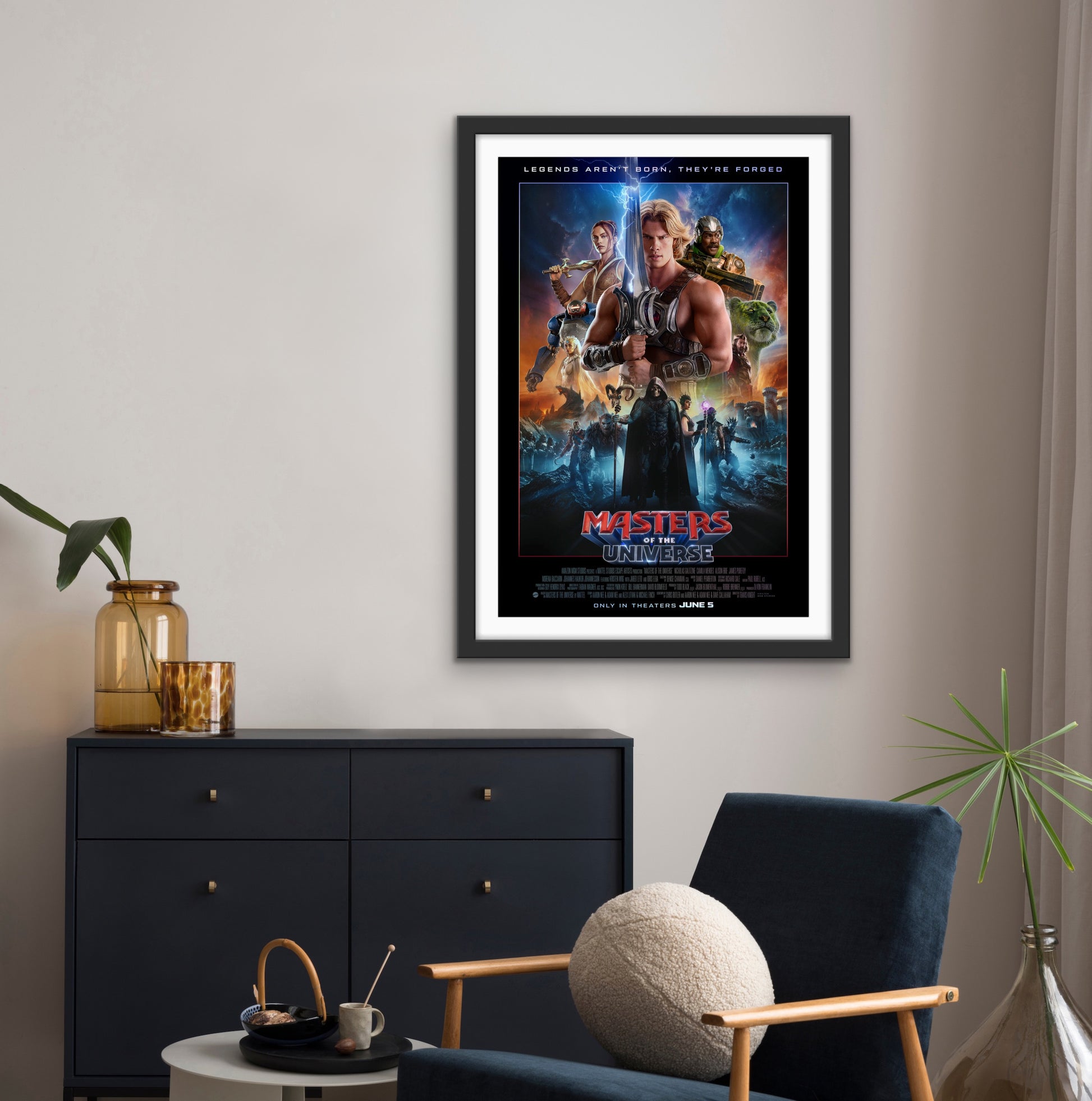 An original movie poster for the film Masters of the Universe
