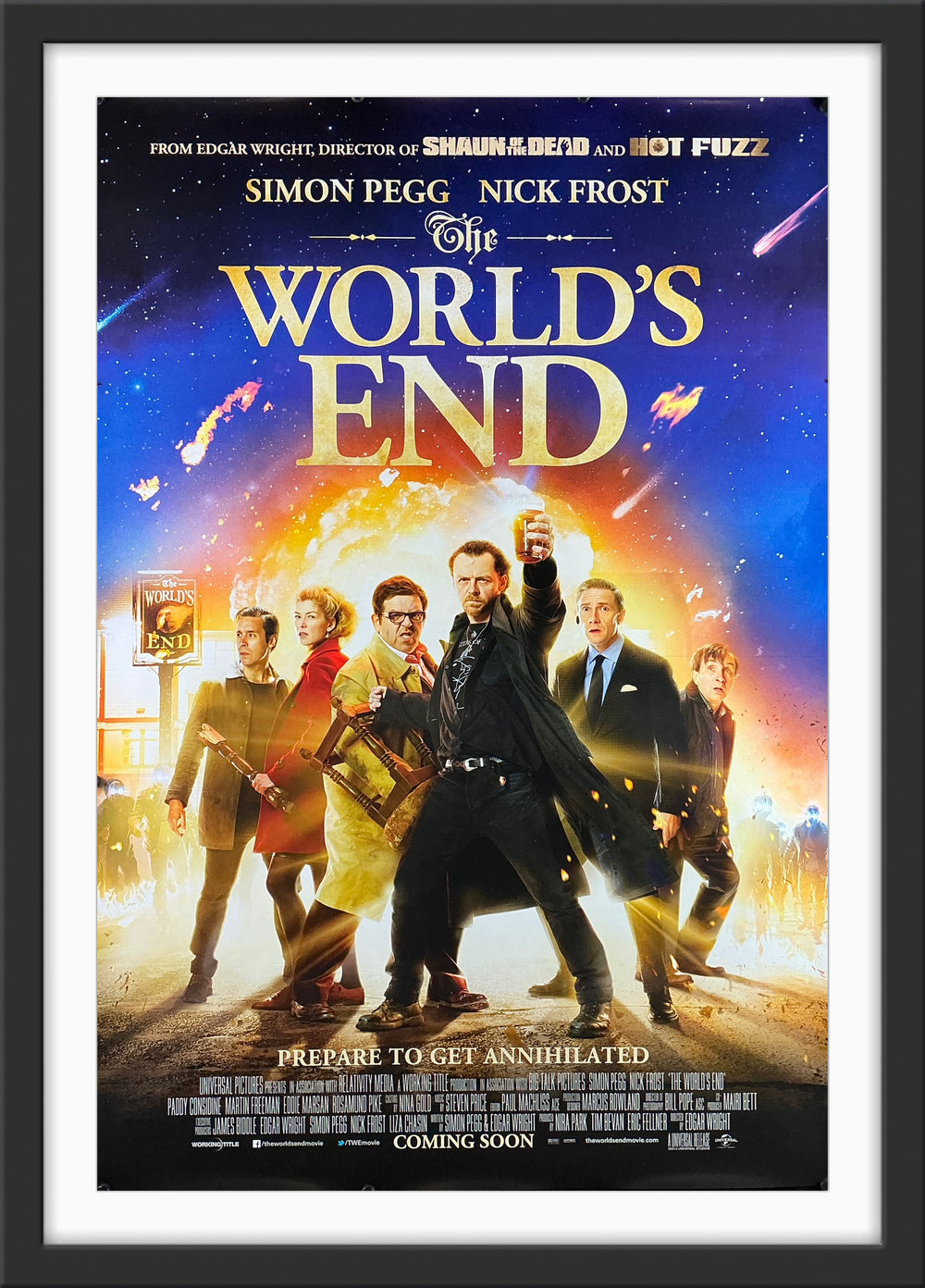 An original movie poster for the Edgar Wright film The World's End