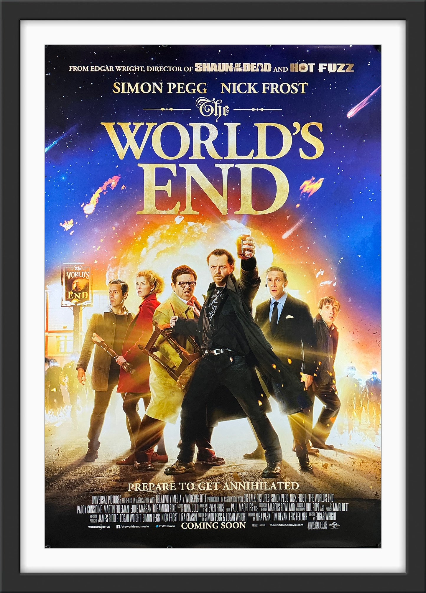 An original movie poster for the Edgar Wright film The World's End