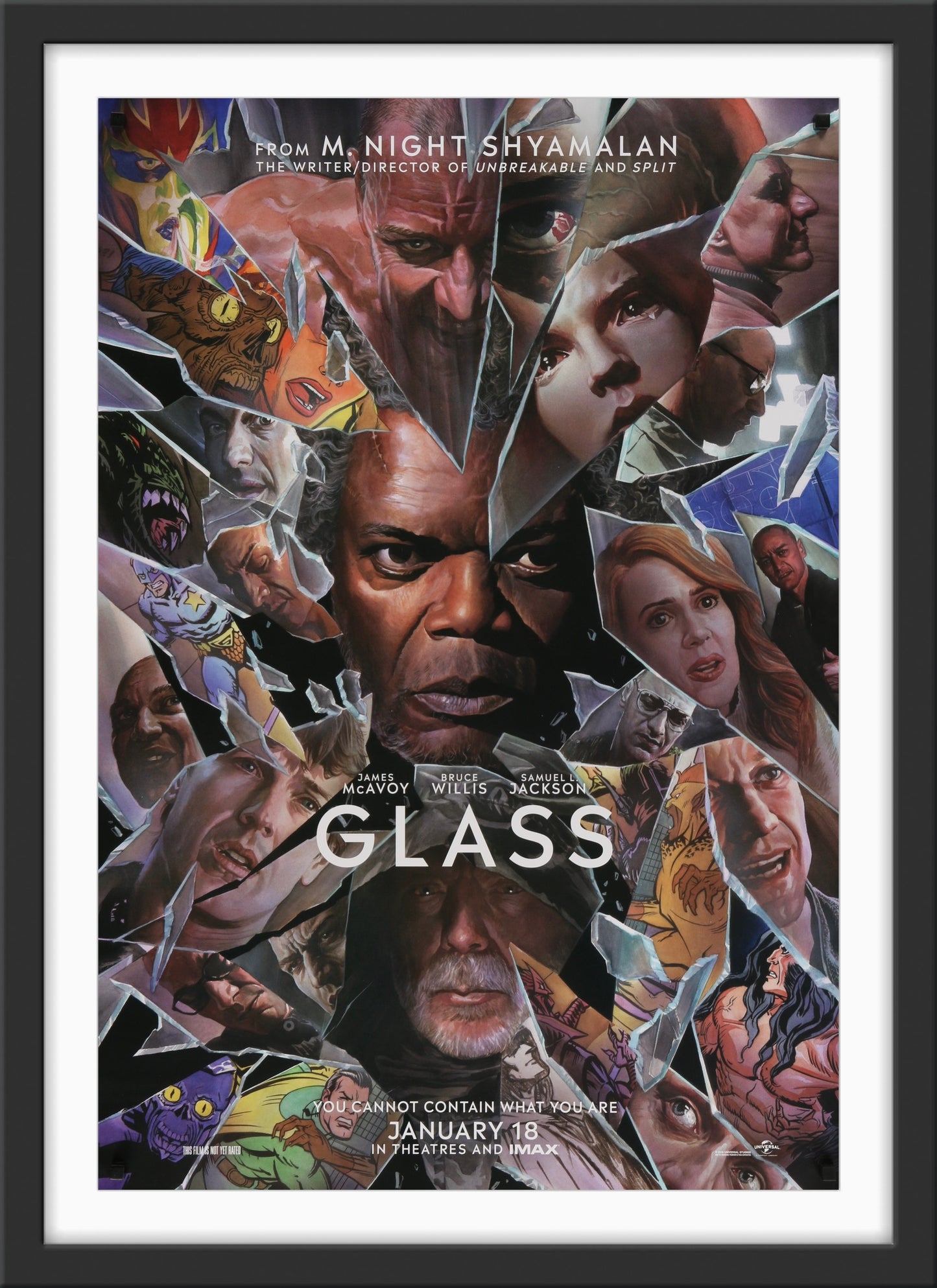 An original movie poster for the film Glass
