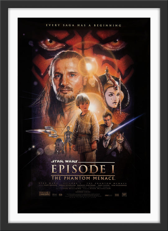 An original movie poster for the film The Phantom Menace, Star Wars Episode I / 1 with artwork by Drew Struzan