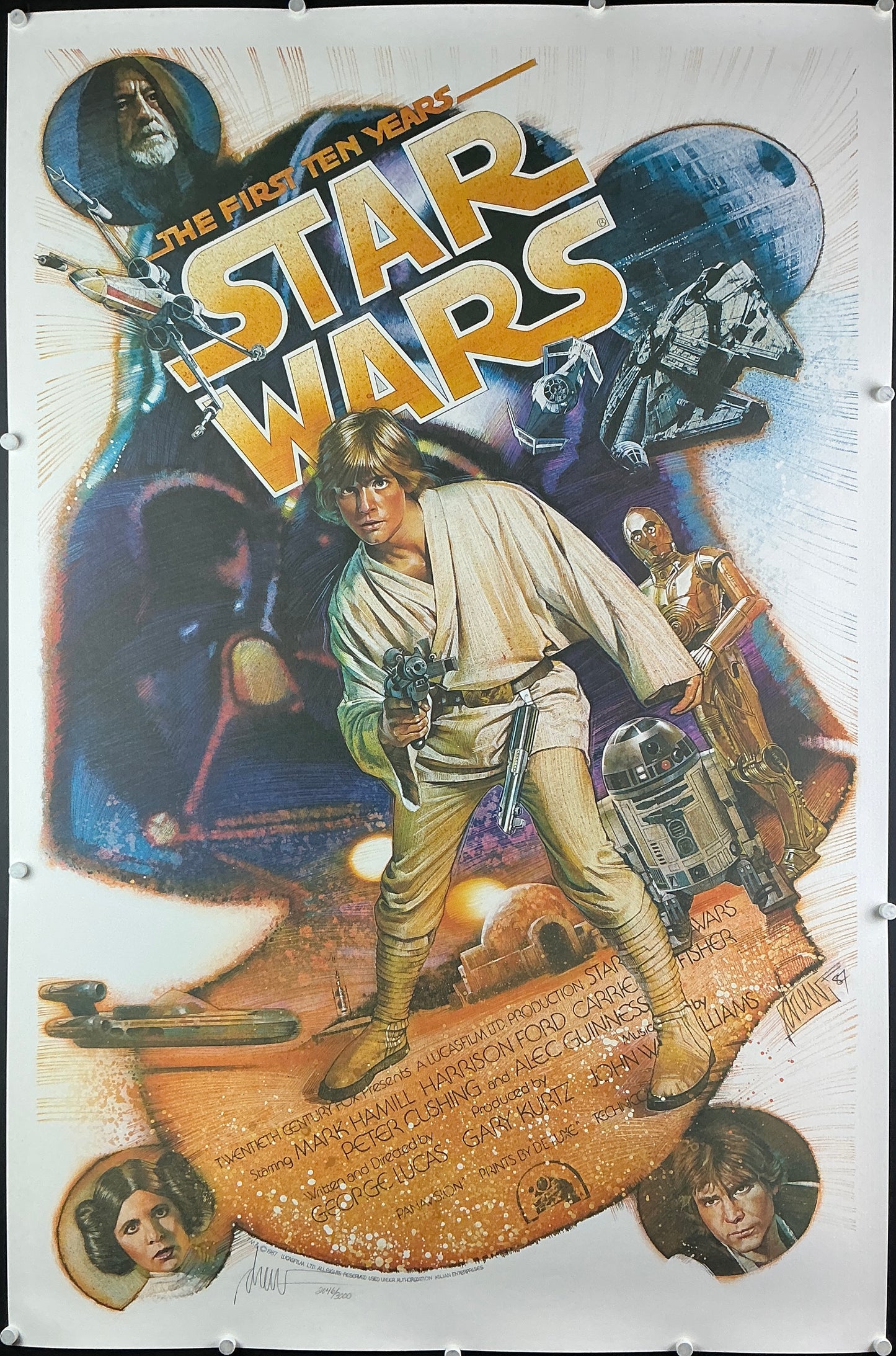 An original movie poster for Star Wars - The First Ten Years - signed by the artist Drew Struzan