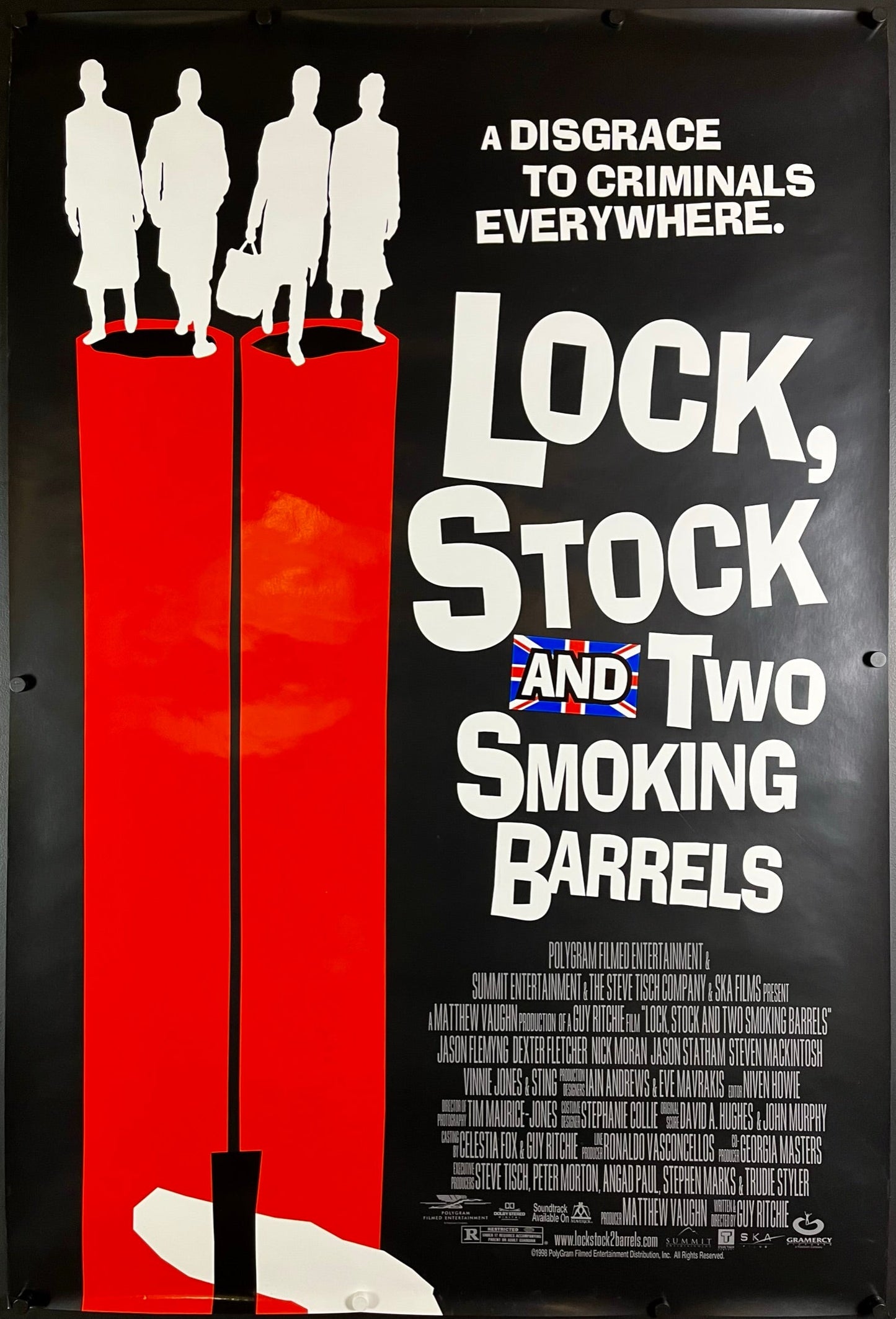 An original movie poster for the film Lock, Stock and Two Smoking Barrels