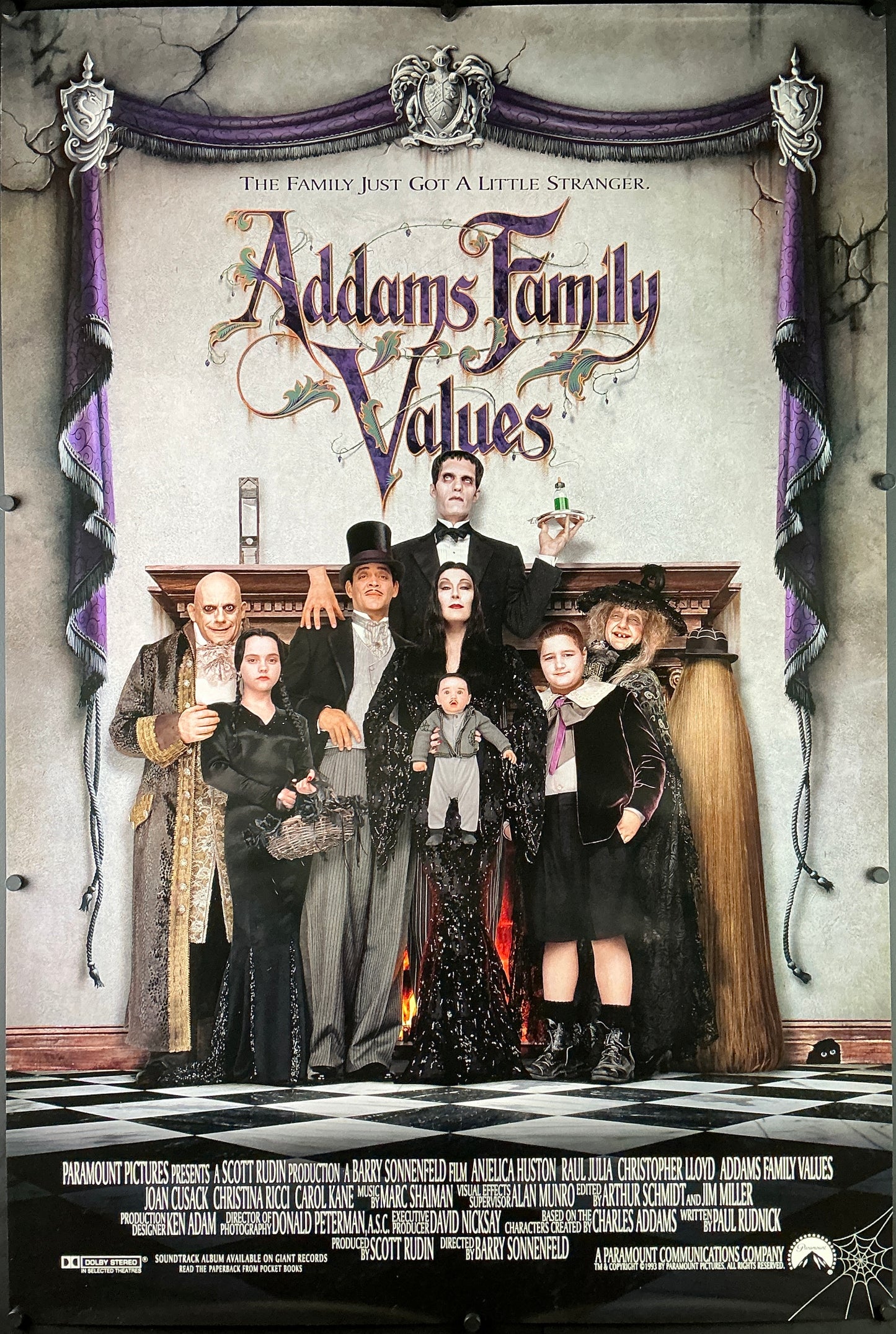 An original movie poster for the film Addams Family Values