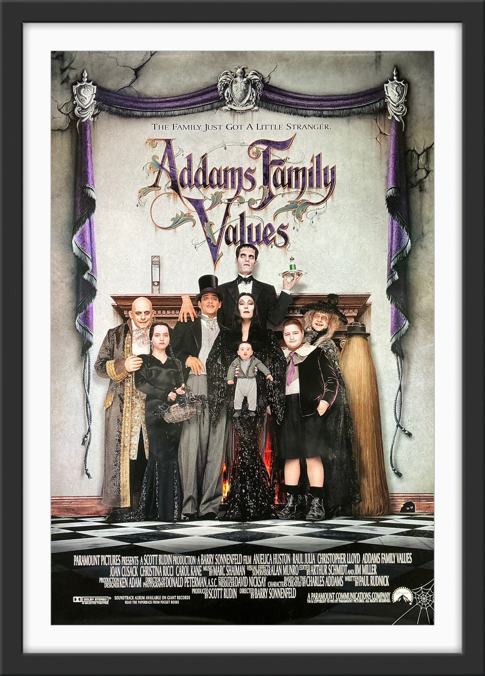 An original movie poster for the film Addams Family Values