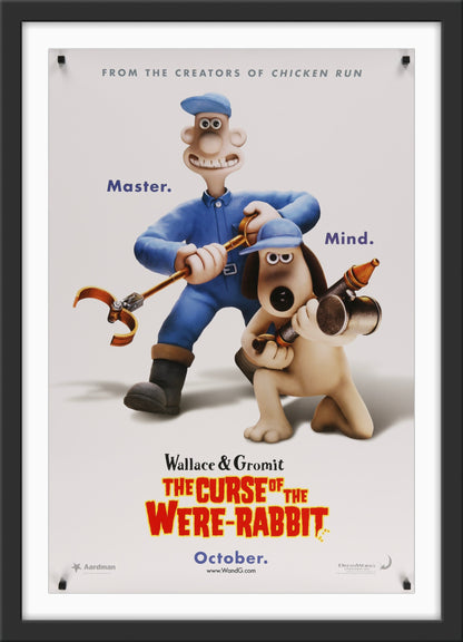 An original movie poster for the film Wallace and Gromit The Curse of the Were Rabbit