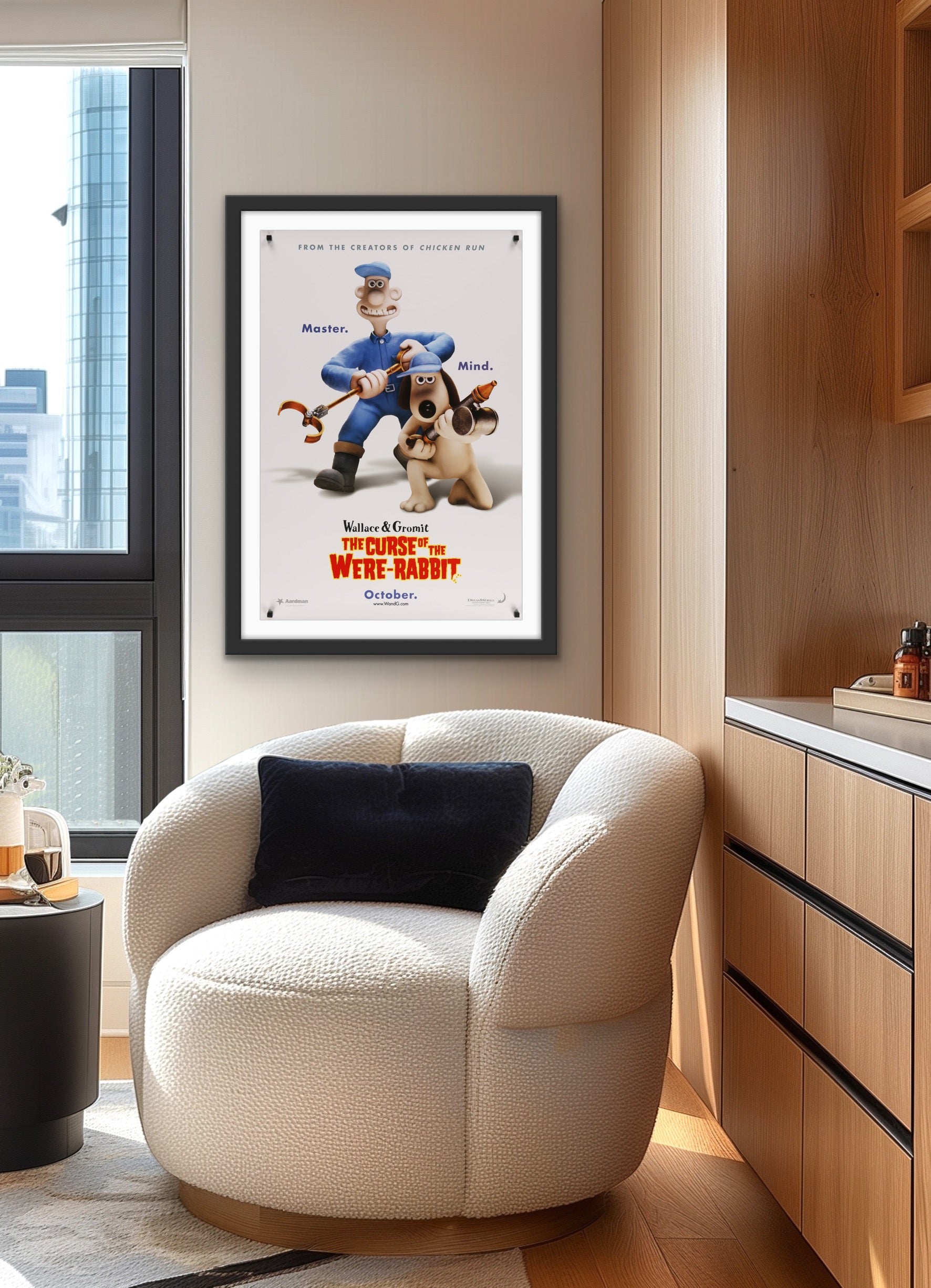 An original movie poster for the film Wallace and Gromit The Curse of the Were Rabbit