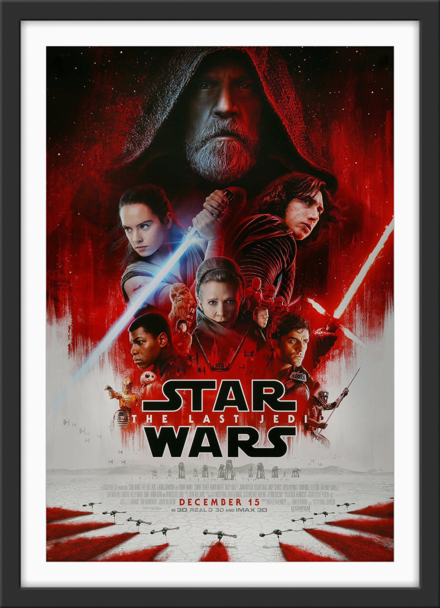 An original movie poster for the Star Wars film The Last Jedi, episode 8
