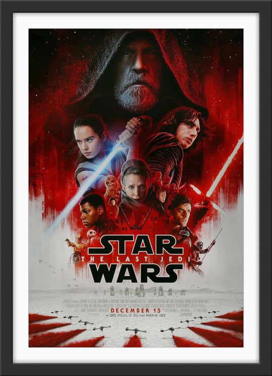 An original movie poster for the Star Wars film The Last Jedi, episode 8