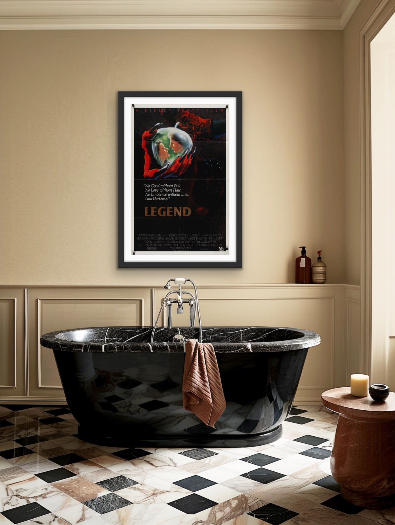 An original movie poster for the Ridley Scott film Legend by John Alvin