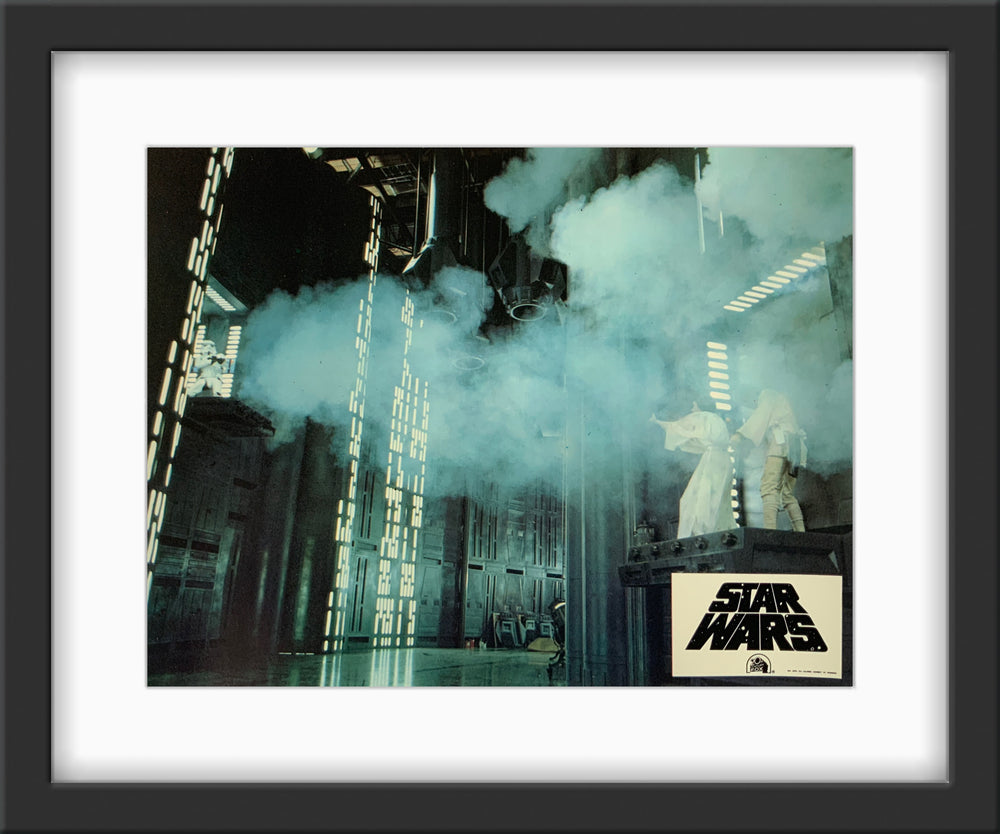 An original French lobby card for the George Lucas film Star Wars