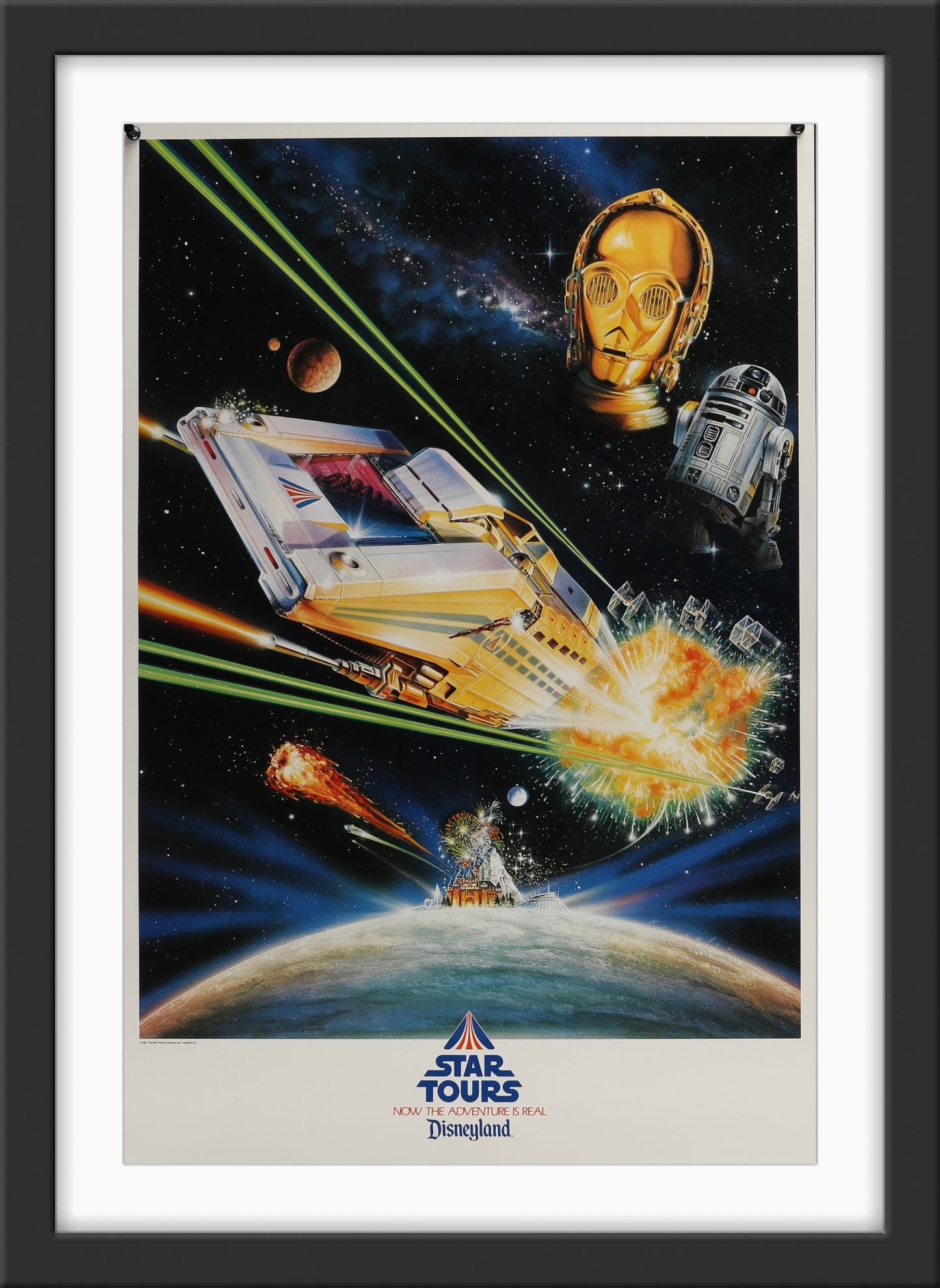 An original poster for the Disneyland attraction / ride Star Tours based on Star Wars