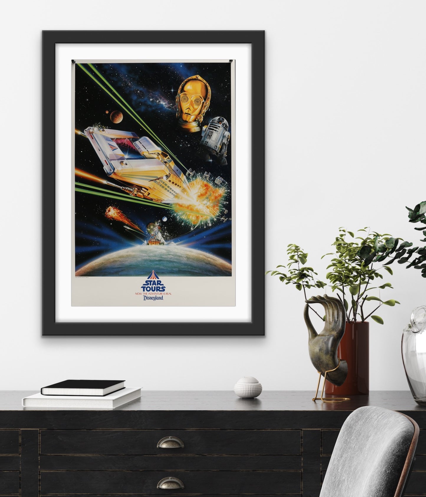 An original poster for the Disneyland attraction / ride Star Tours based on Star Wars
