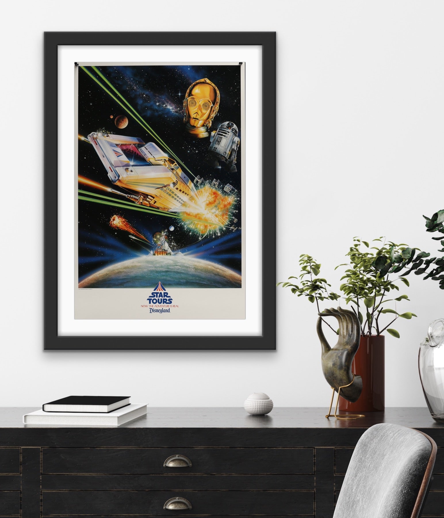 An original poster for the Disneyland attraction / ride Star Tours based on Star Wars